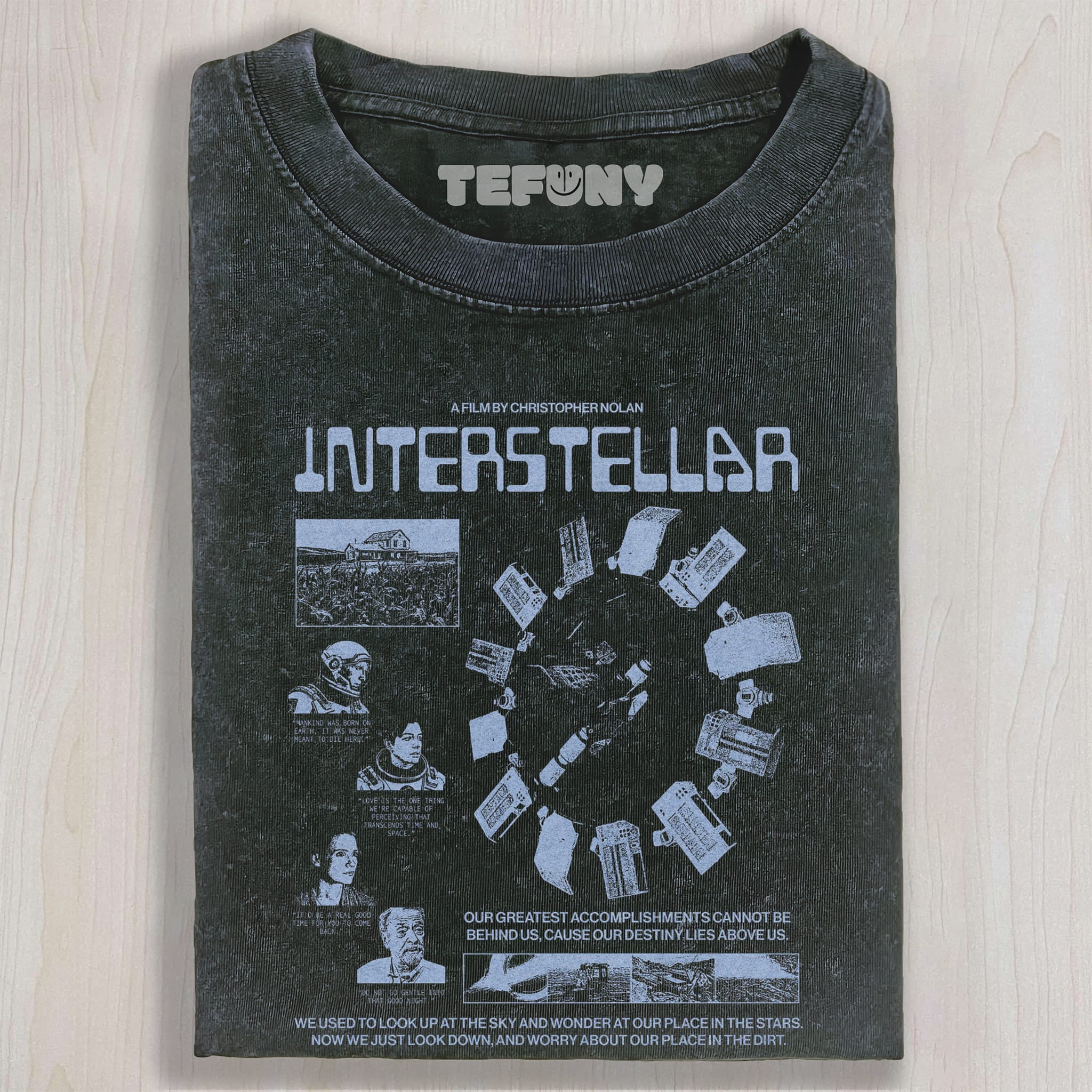 STELLAR FRONTIER SCI-FI QUOTE COLLAGE UNISEX TEE, TANK TOP, LAYERED LS, SWEATSHIRT & HOODIE