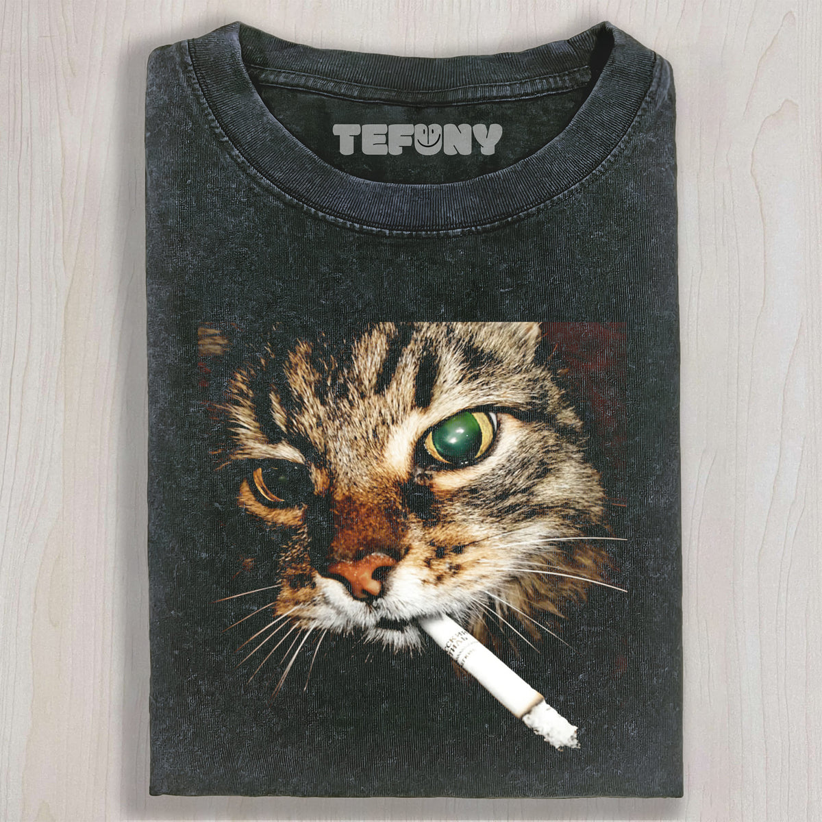 WASHED COTTON CAT T-SHIRT