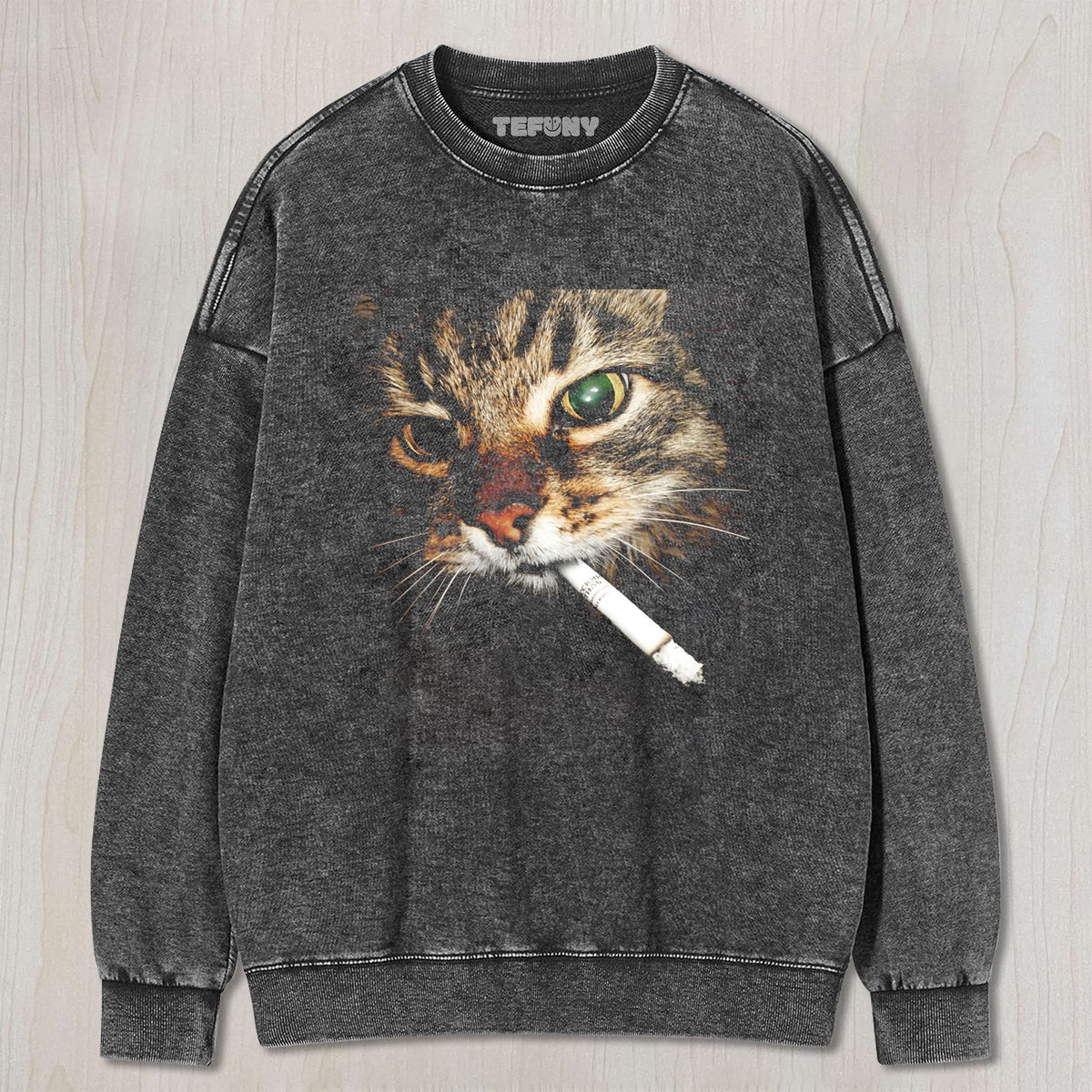 WASHED COTTON CAT T-SHIRT