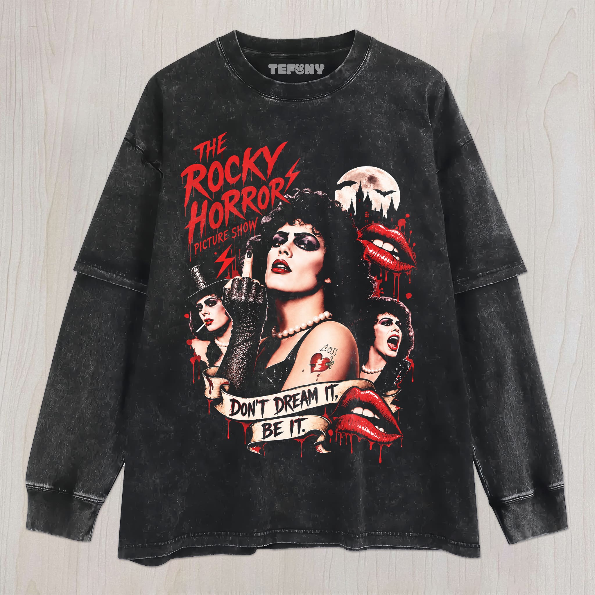 TIM CURRY ROCKY-HORROR V3 UNISEX TEE, TANK TOP, LAYERED LS, SWEATSHIRT & HOODIE