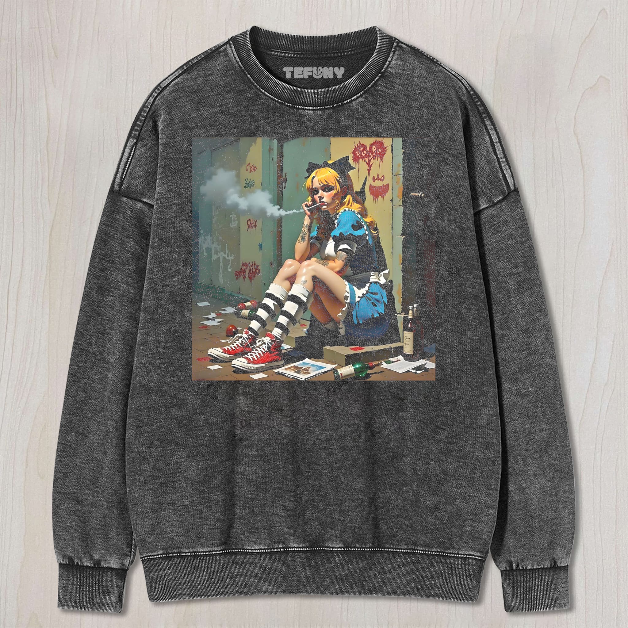ALICE IS SMOKING ON THE STREET UNISEX TEE, TANK TOP, LAYERED LS, SWEATSHIRT & HOODIE