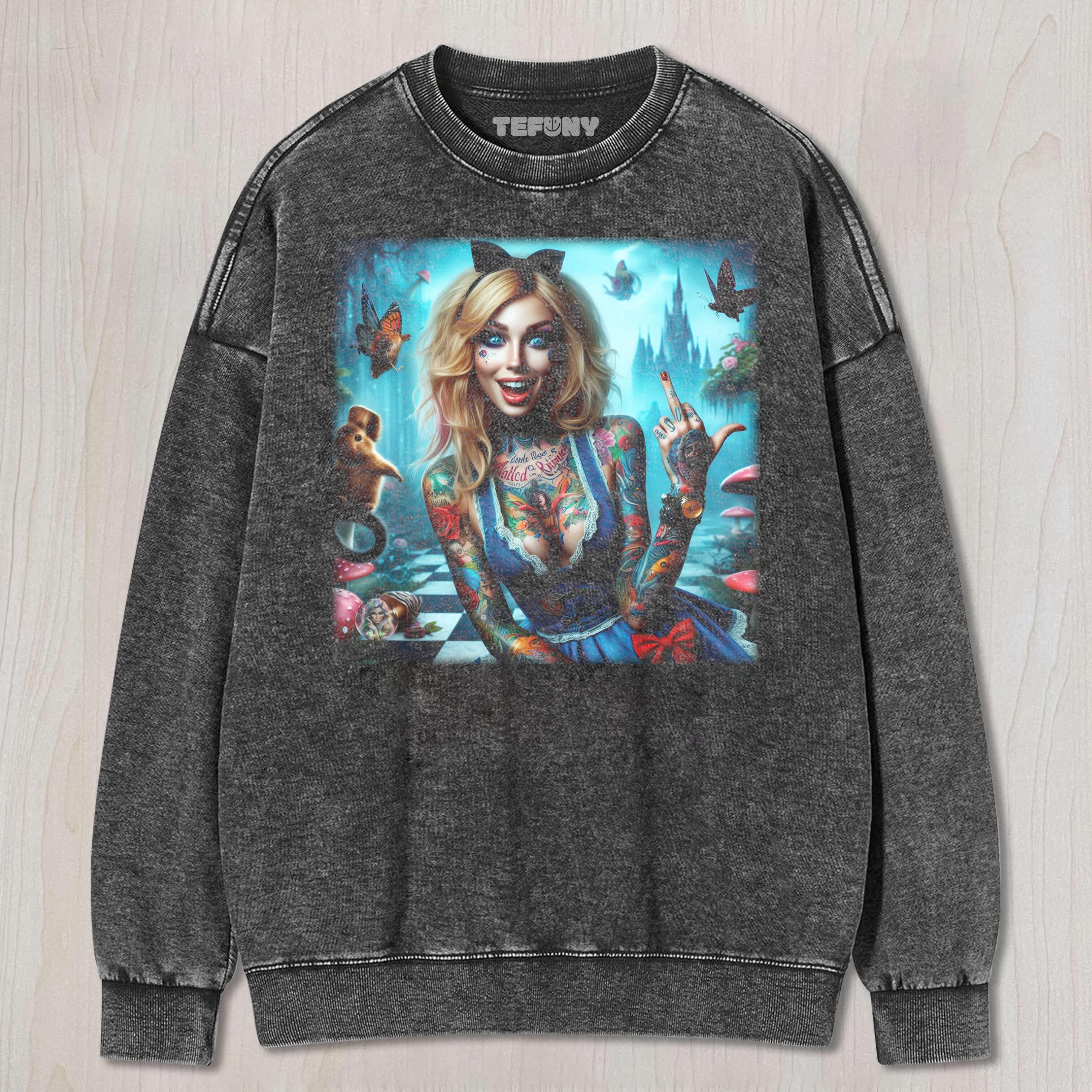 ALICE GIVES THE MIDDLE FINGER TEE & SWEAT & HOOD