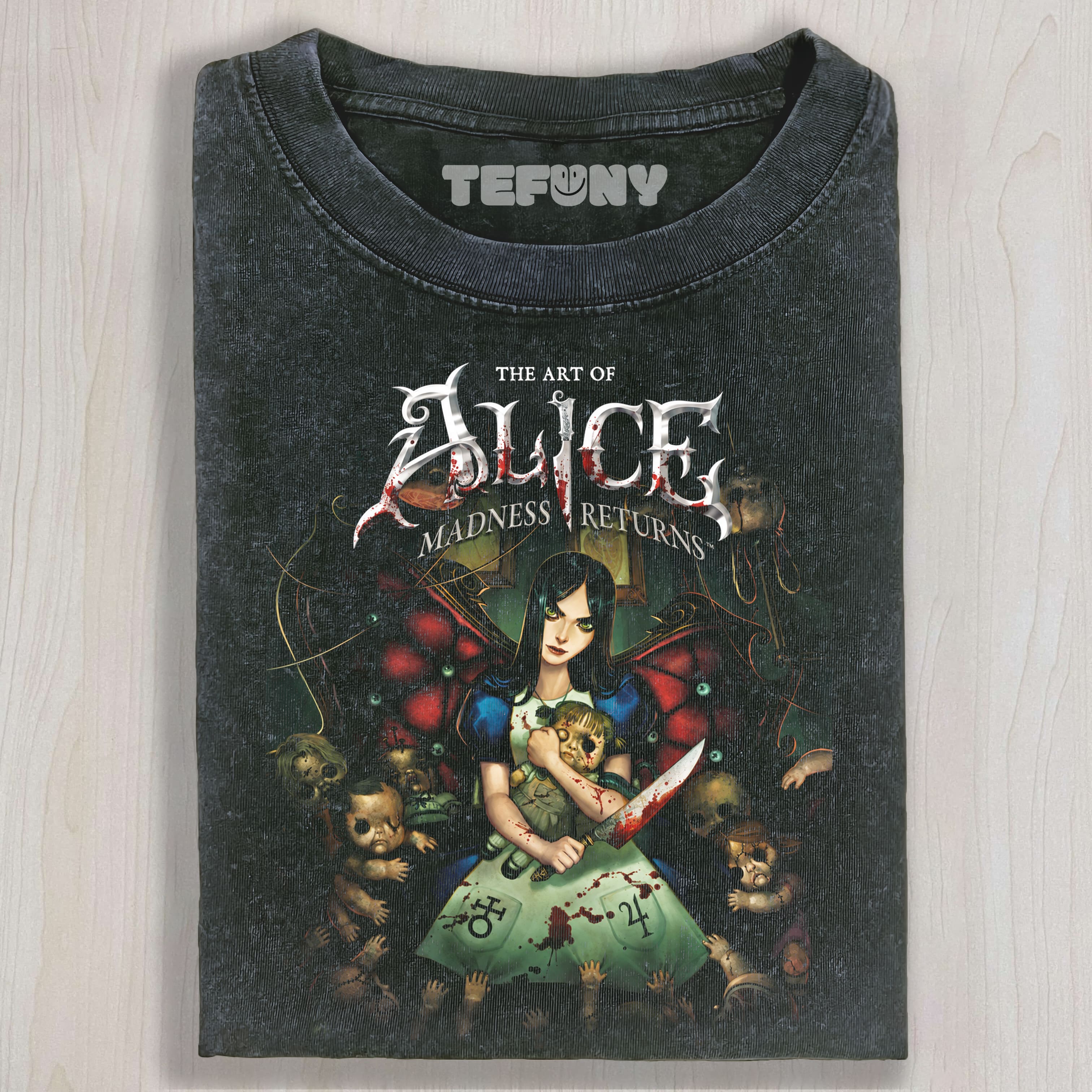 ALICE MADNESS RETURNS V1 UNISEX TEE, TANK TOP, LAYERED LS, SWEATSHIRT & HOODIE