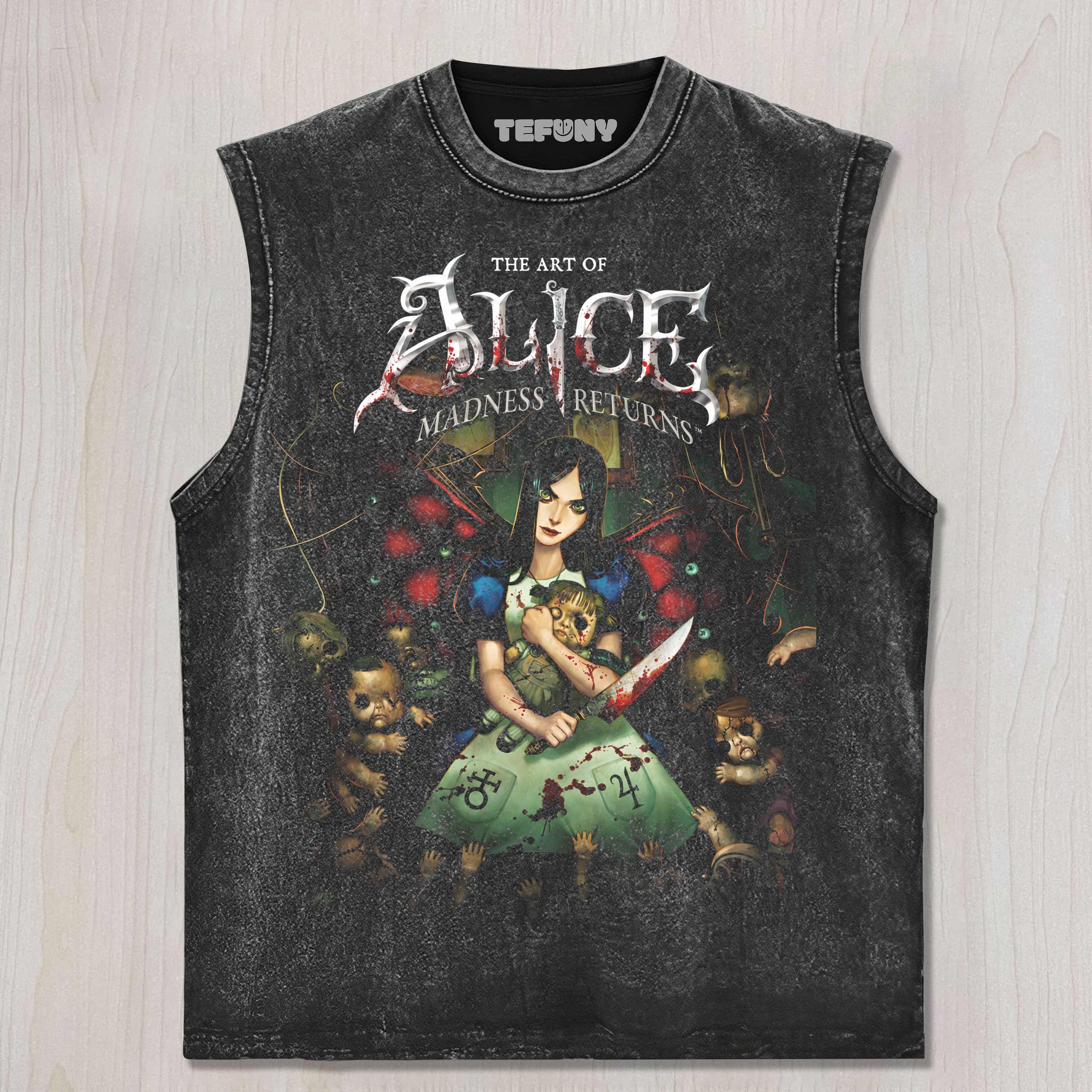ALICE MADNESS RETURNS V1 UNISEX TEE, TANK TOP, LAYERED LS, SWEATSHIRT & HOODIE