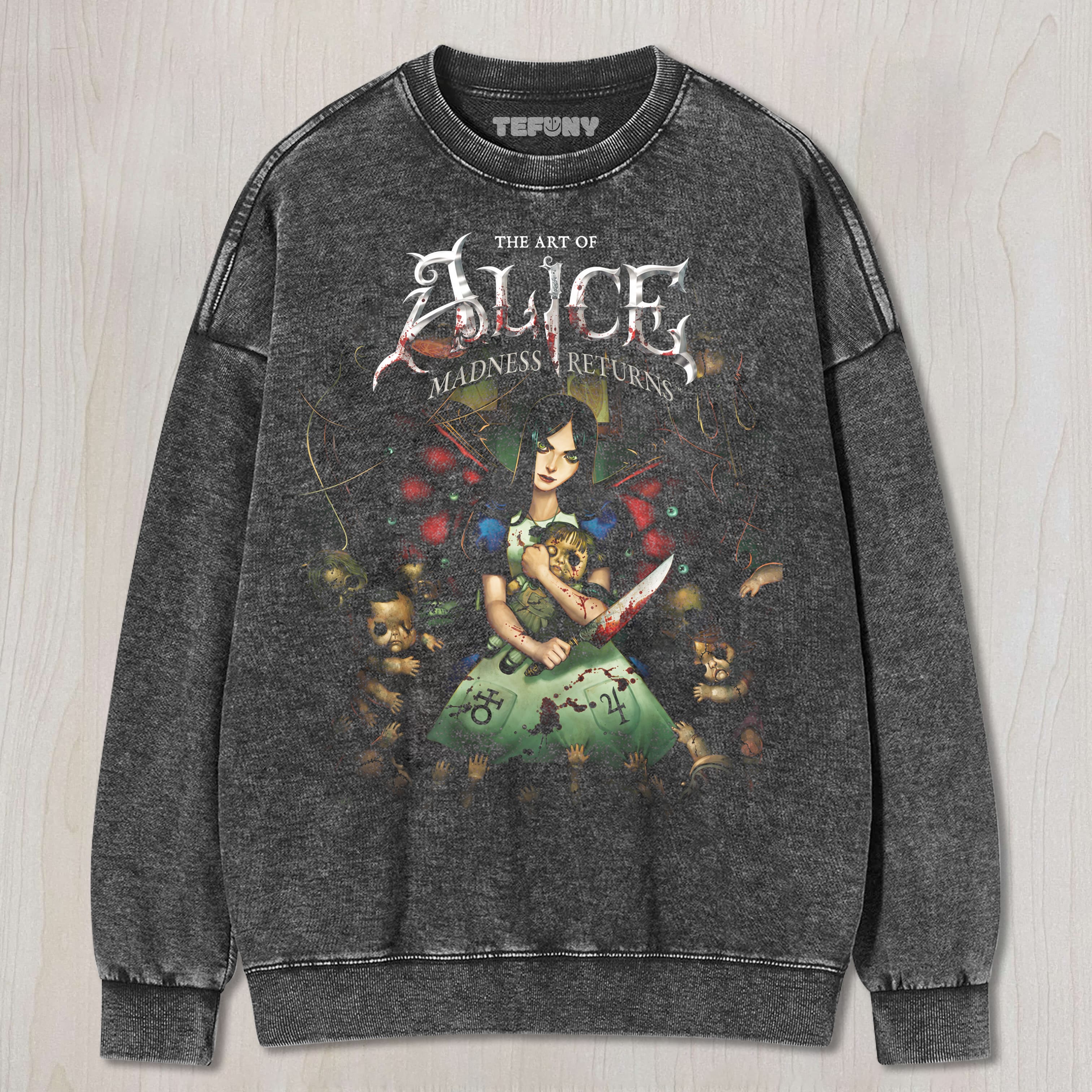 ALICE MADNESS RETURNS V1 UNISEX TEE, TANK TOP, LAYERED LS, SWEATSHIRT & HOODIE