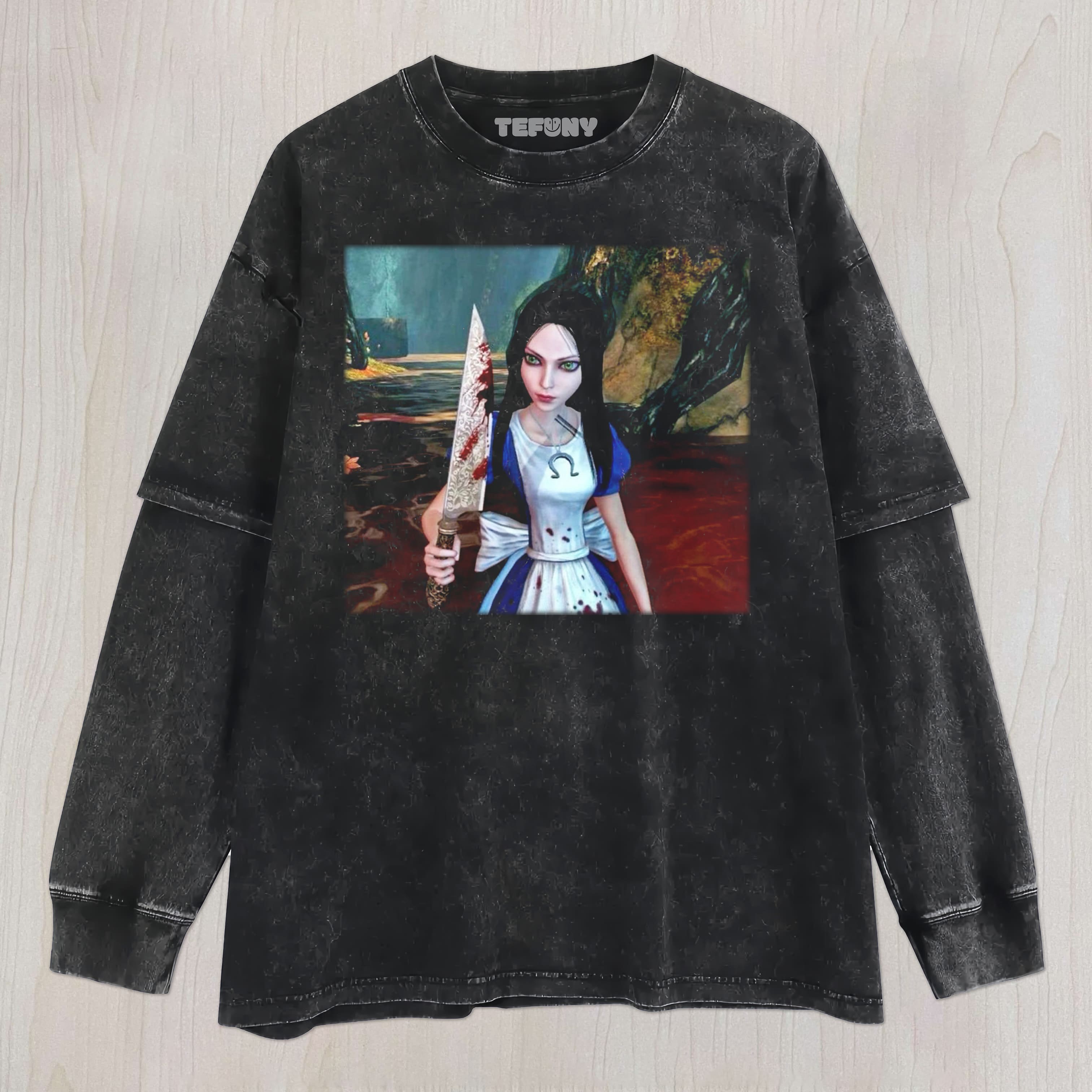 ALICE MADNESS RETURNS V2 UNISEX TEE, TANK TOP, LAYERED LS, SWEATSHIRT & HOODIE