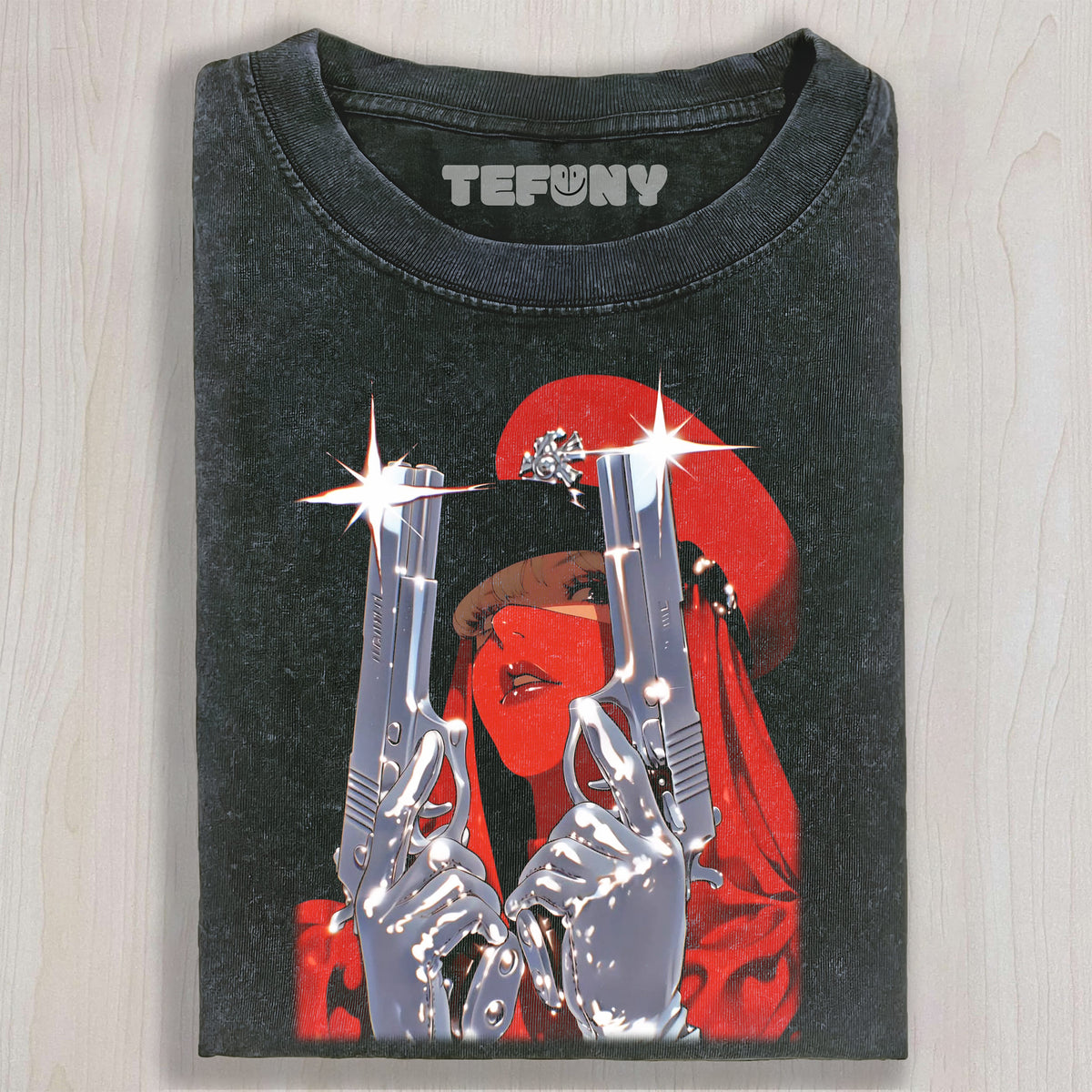 ANIME GIRL WITH DUAL GUNS UNISEX TEE, TANK TOP, LAYERED LS, SWEATSHIRT & HOODIE