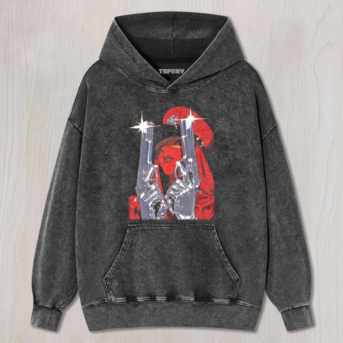ANIME GIRL WITH DUAL GUNS UNISEX TEE, TANK TOP, LAYERED LS, SWEATSHIRT & HOODIE