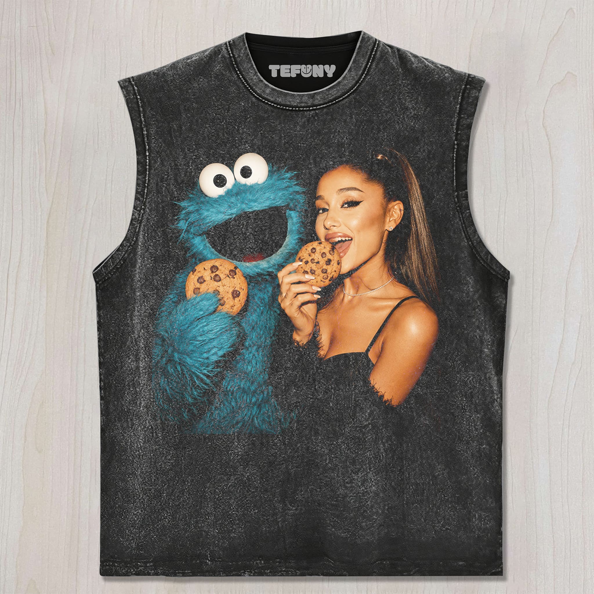 ARIANA GRANDE AND COOKIE MONSTER UNISEX TEE, TANK TOP, LAYERED LS, SWEATSHIRT & HOODIE