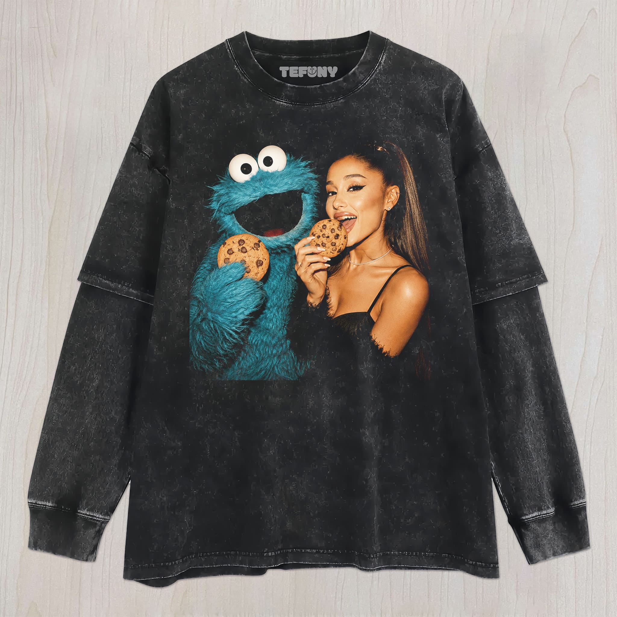 ARIANA GRANDE AND COOKIE MONSTER UNISEX TEE, TANK TOP, LAYERED LS, SWEATSHIRT & HOODIE