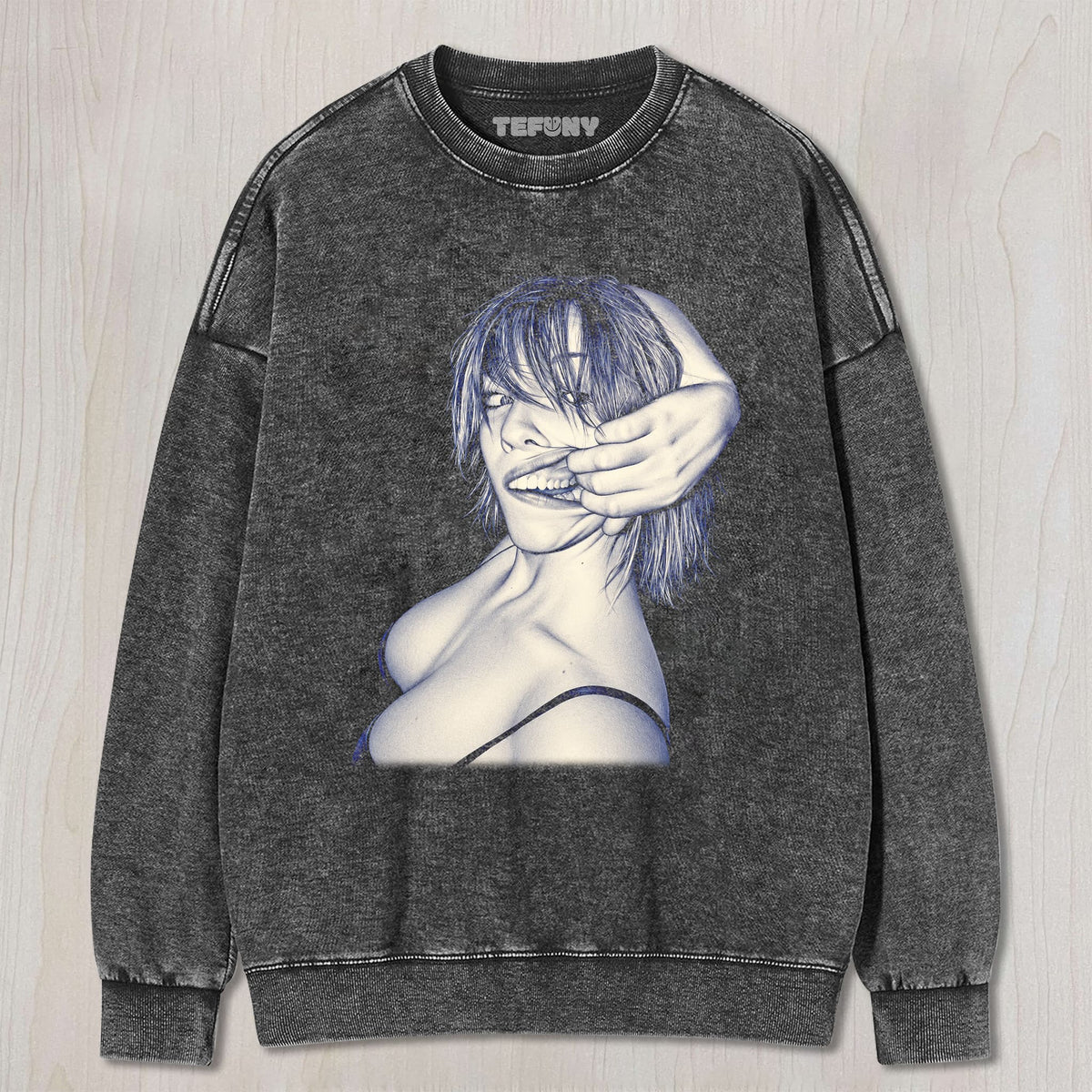 A SEXY GIRL PULLING AT HER LIPS UNISEX TEE, TANK TOP, LAYERED LS, SWEATSHIRT & HOODIE