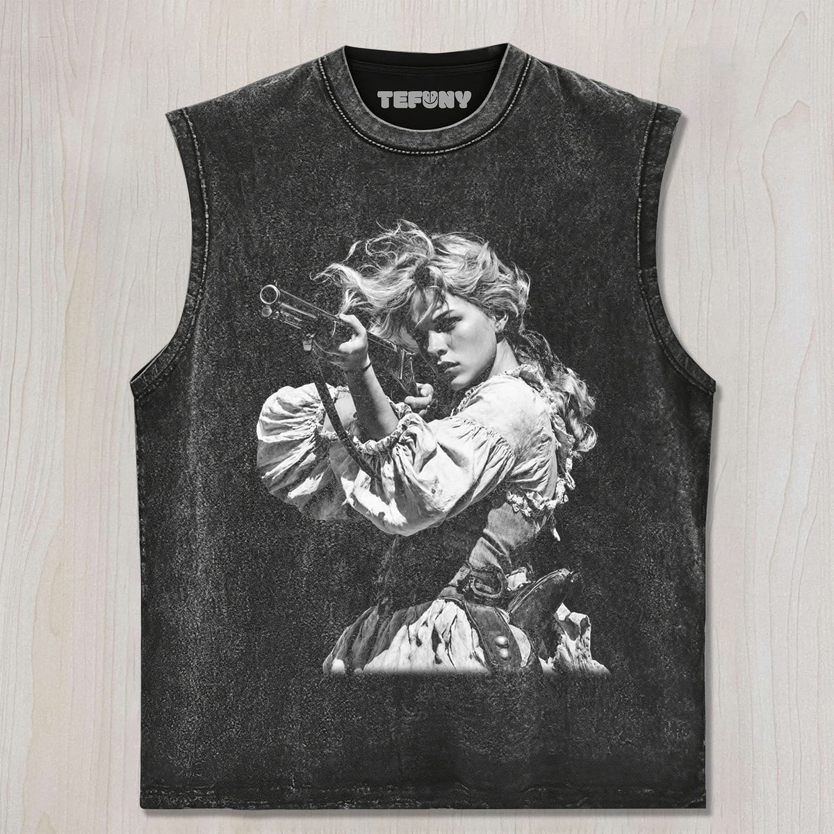 A WESTERN GIRL HOLDING A GUN UNISEX TEE, TANK TOP, LAYERED LS, SWEATSHIRT & HOODIE