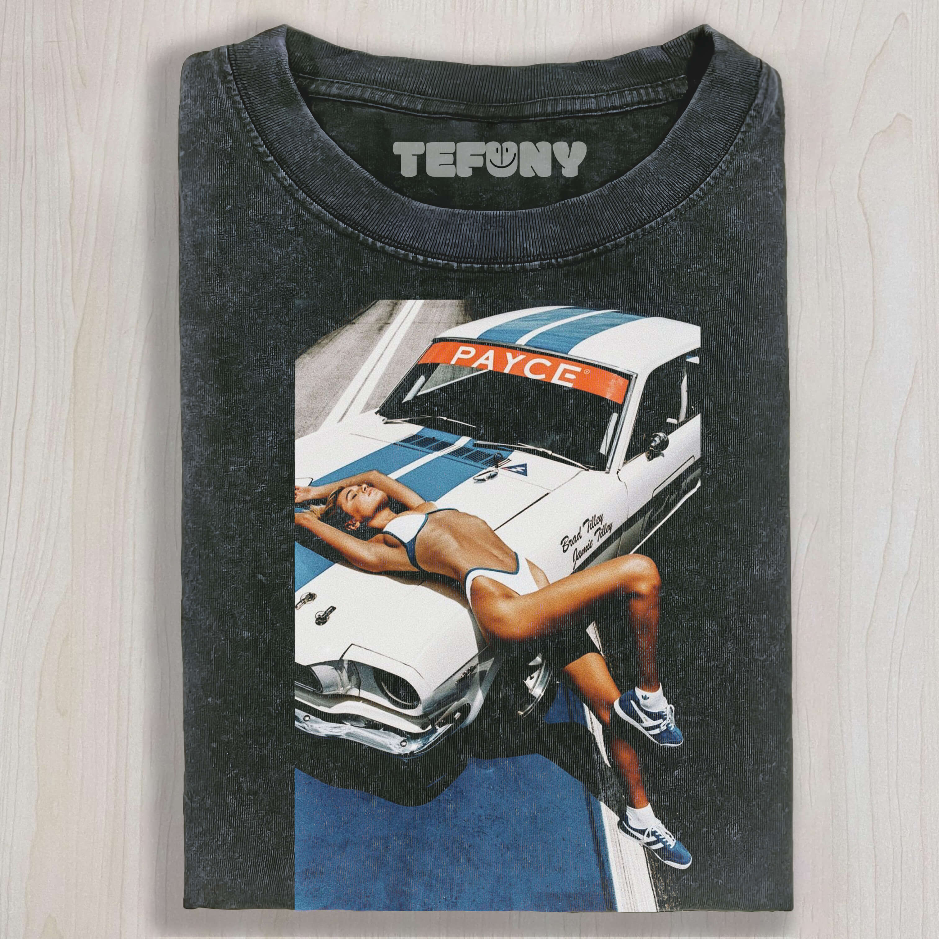 A BEAUTIFUL WOMAN WAS LYING ON THE CAR T-SHIRT