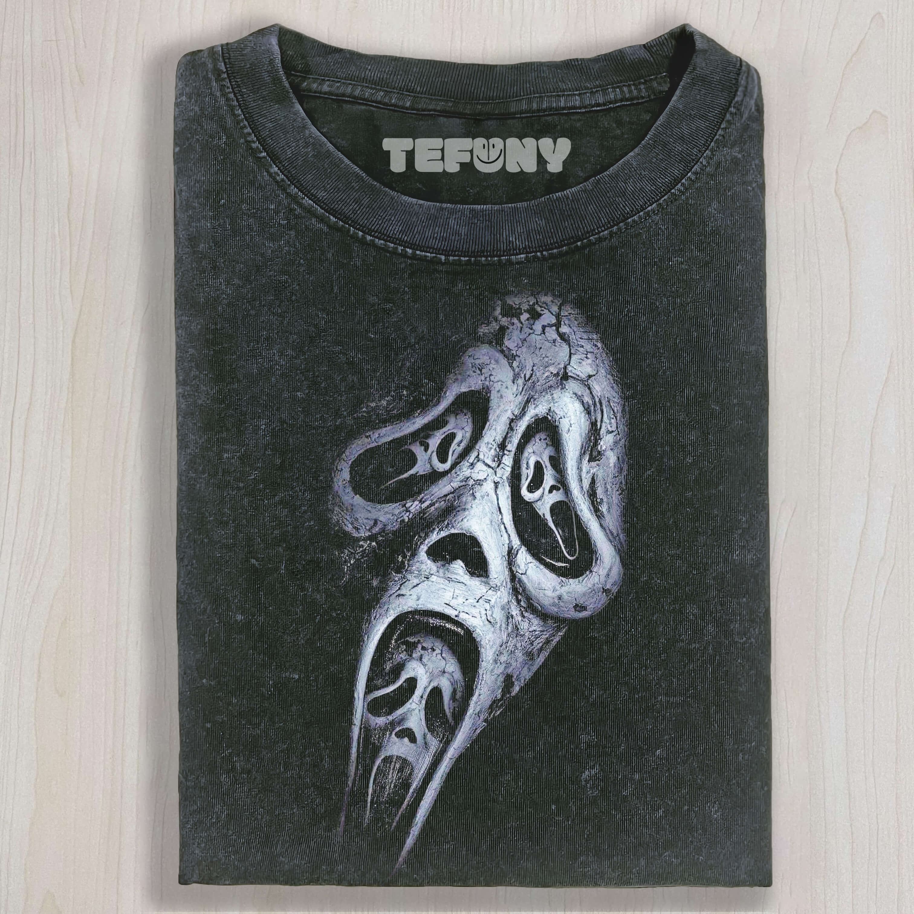 A GHOST FACE HIDDEN WITHIN A GHOST FACE T-SHIRT