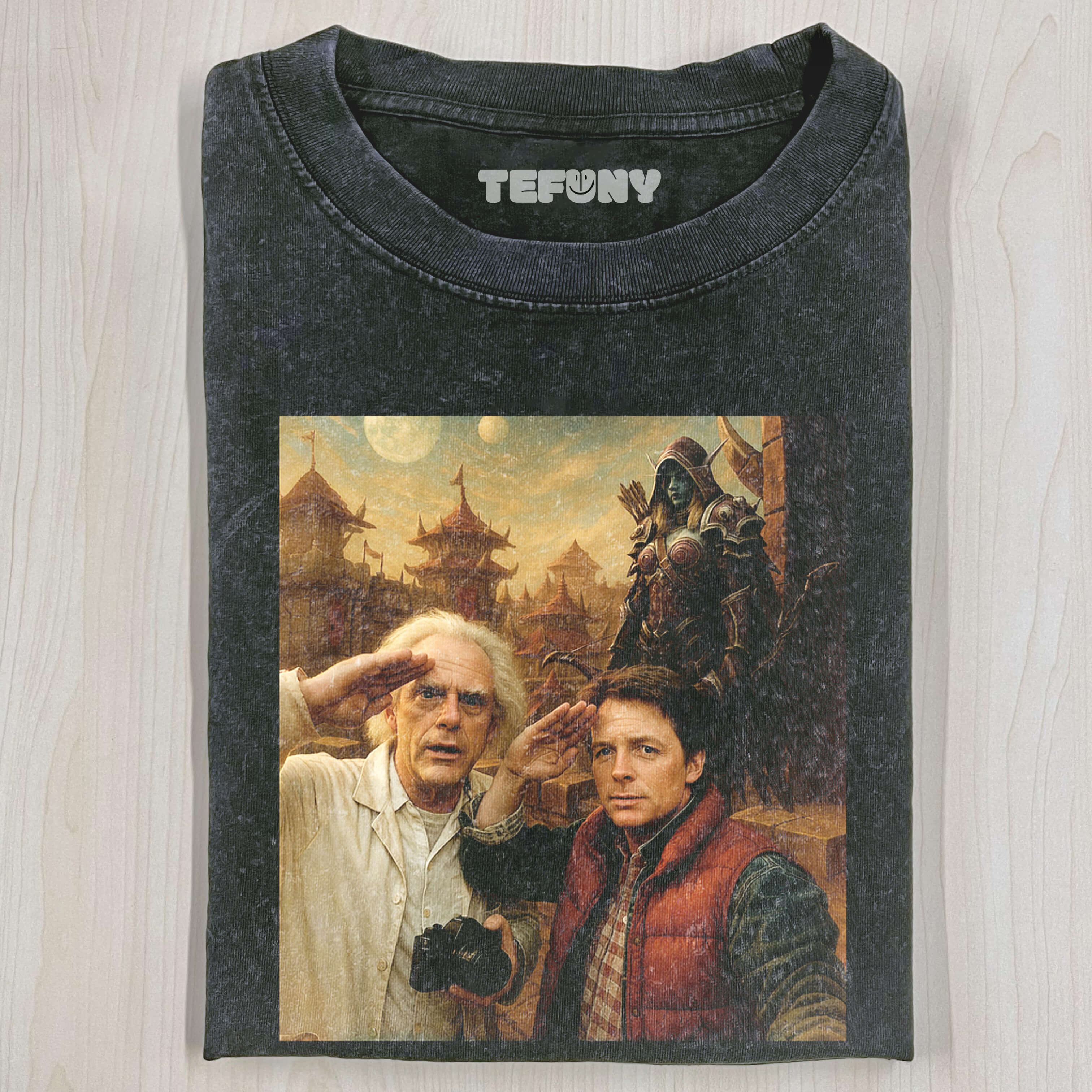 BACK TO THE FUTURE & WORLD OF WARCRAFT T-SHIRT