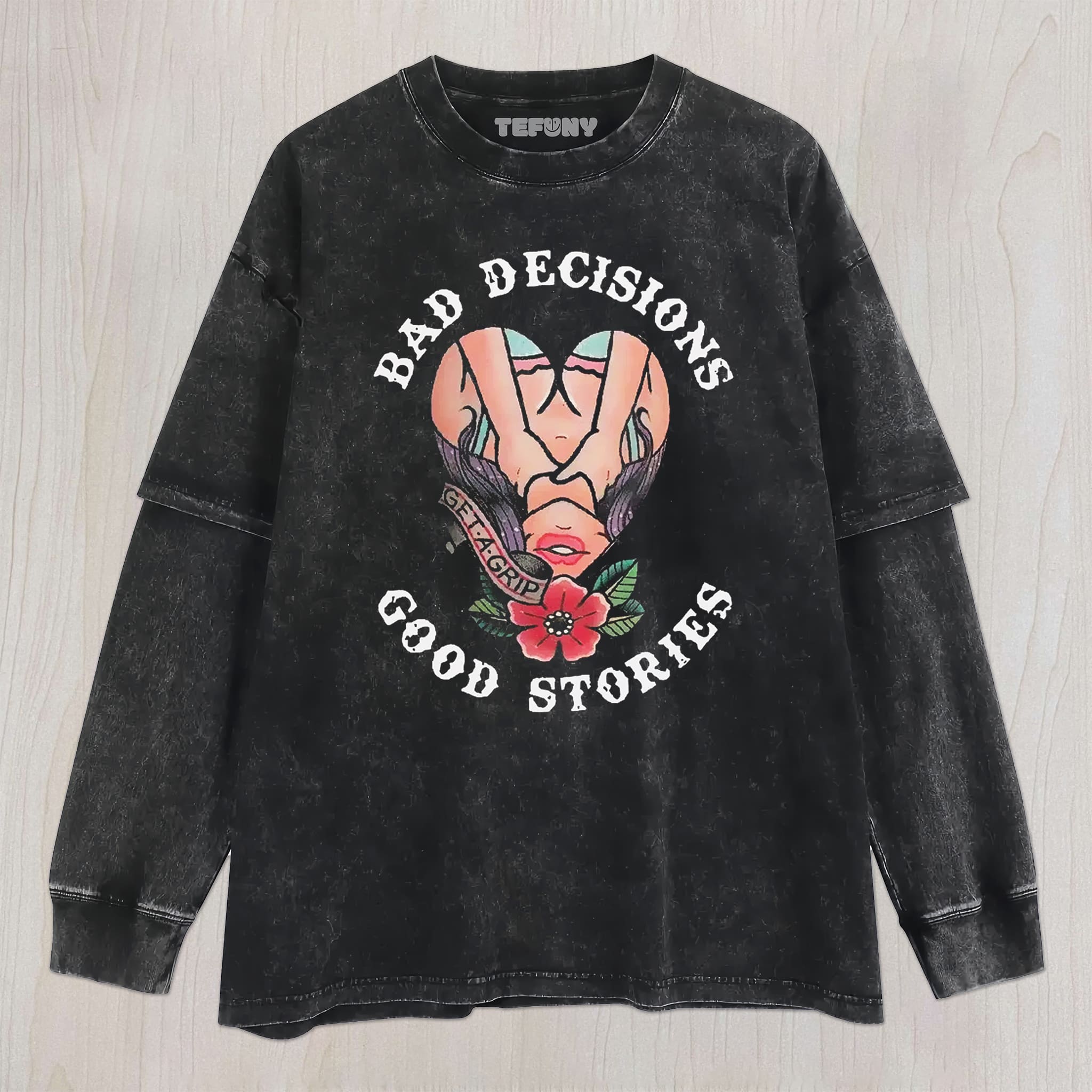 BAD DECISIONS GOOD STORIES UNISEX TEE, TANK TOP, LAYERED LS, SWEATSHIRT & HOODIE