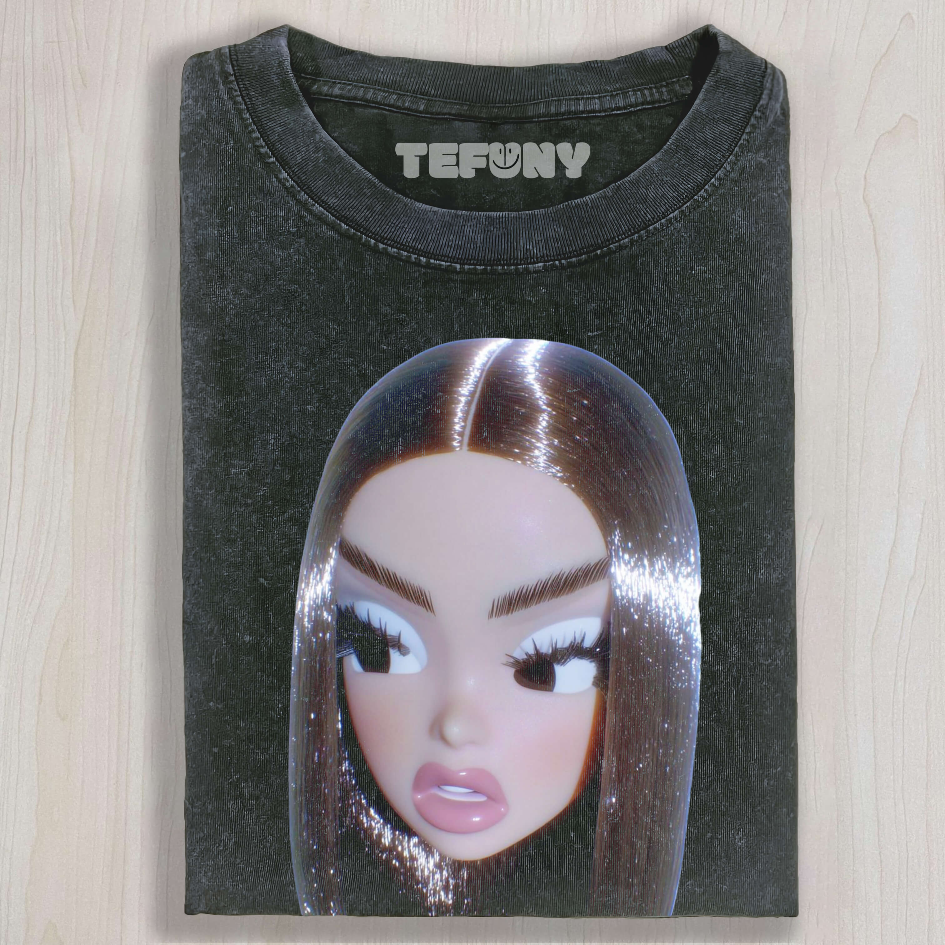 BIG-EYED DOLL MAKING FUNNY FACES T-SHIRT & LONG SLEEVES & HOODIES