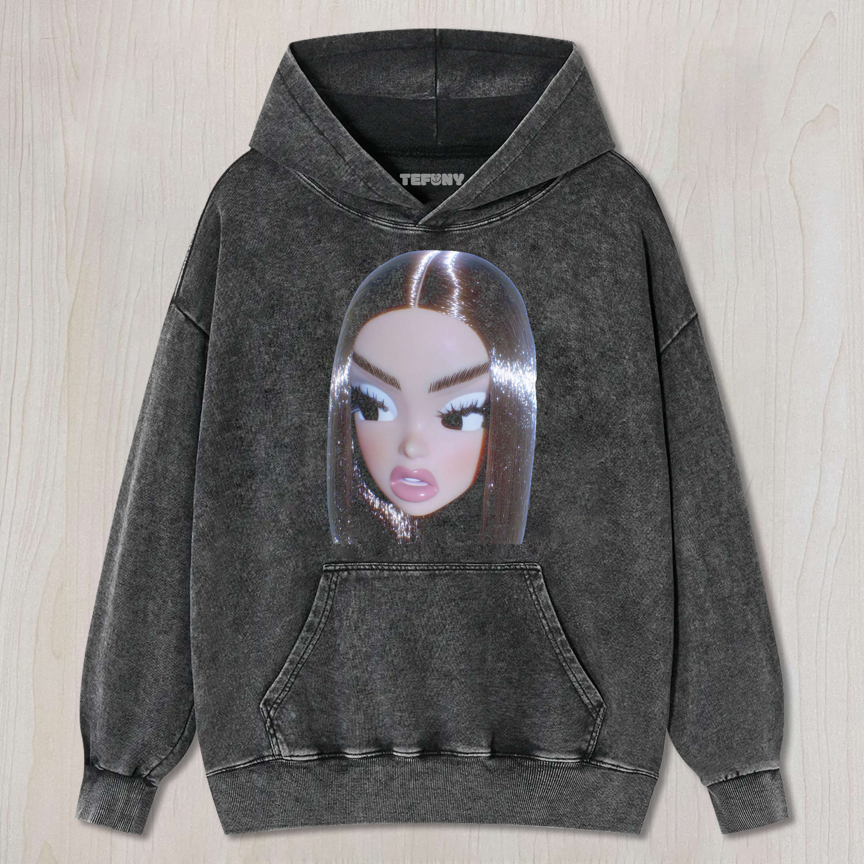 BIG-EYED DOLL MAKING FUNNY FACES T-SHIRT & LONG SLEEVES & HOODIES