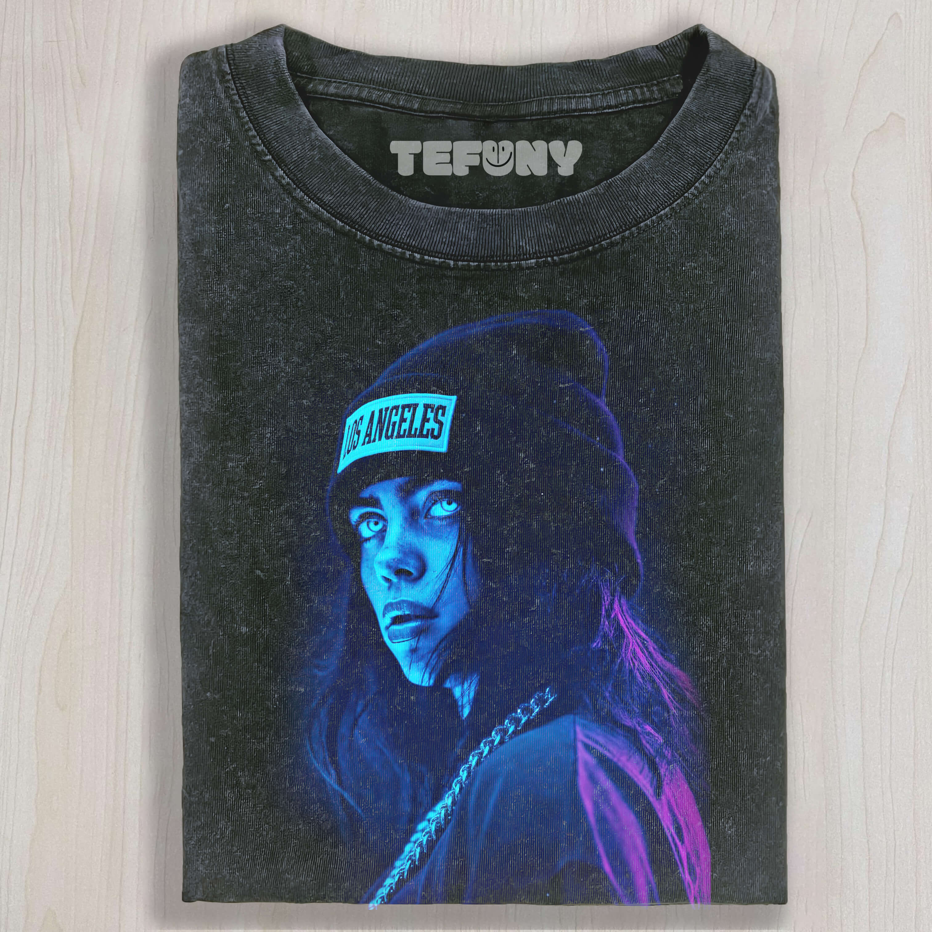 BILLIE EILISH IN BLUE T-SHIRT