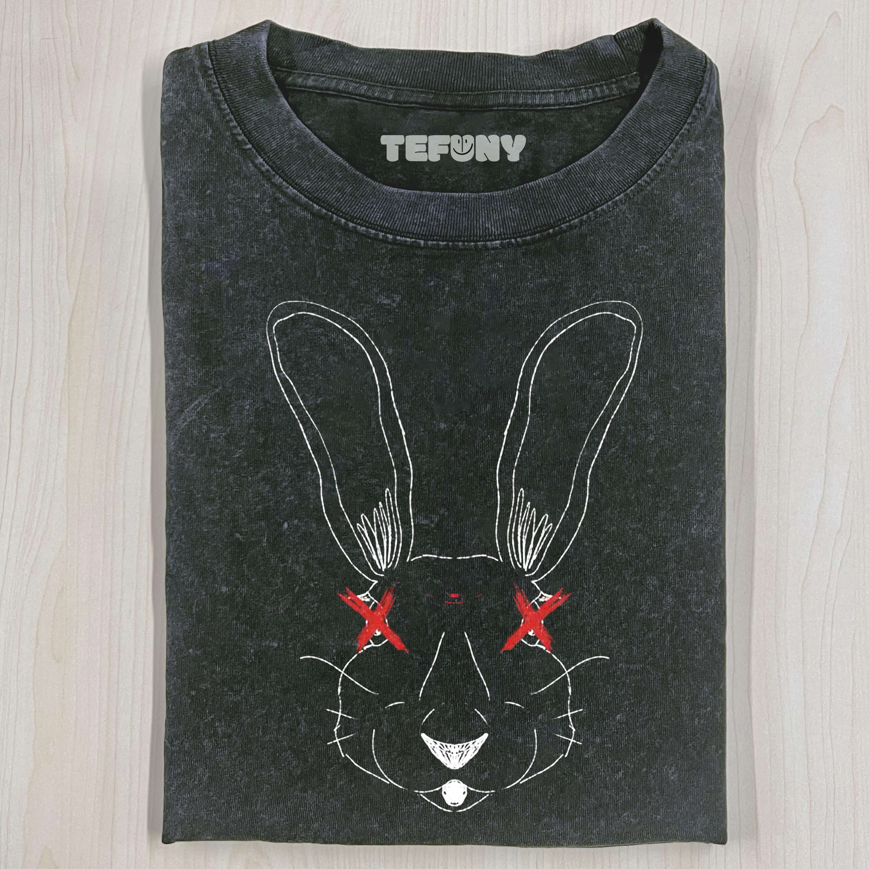 BLACK RABBIT OUTLINE T-SHIRT