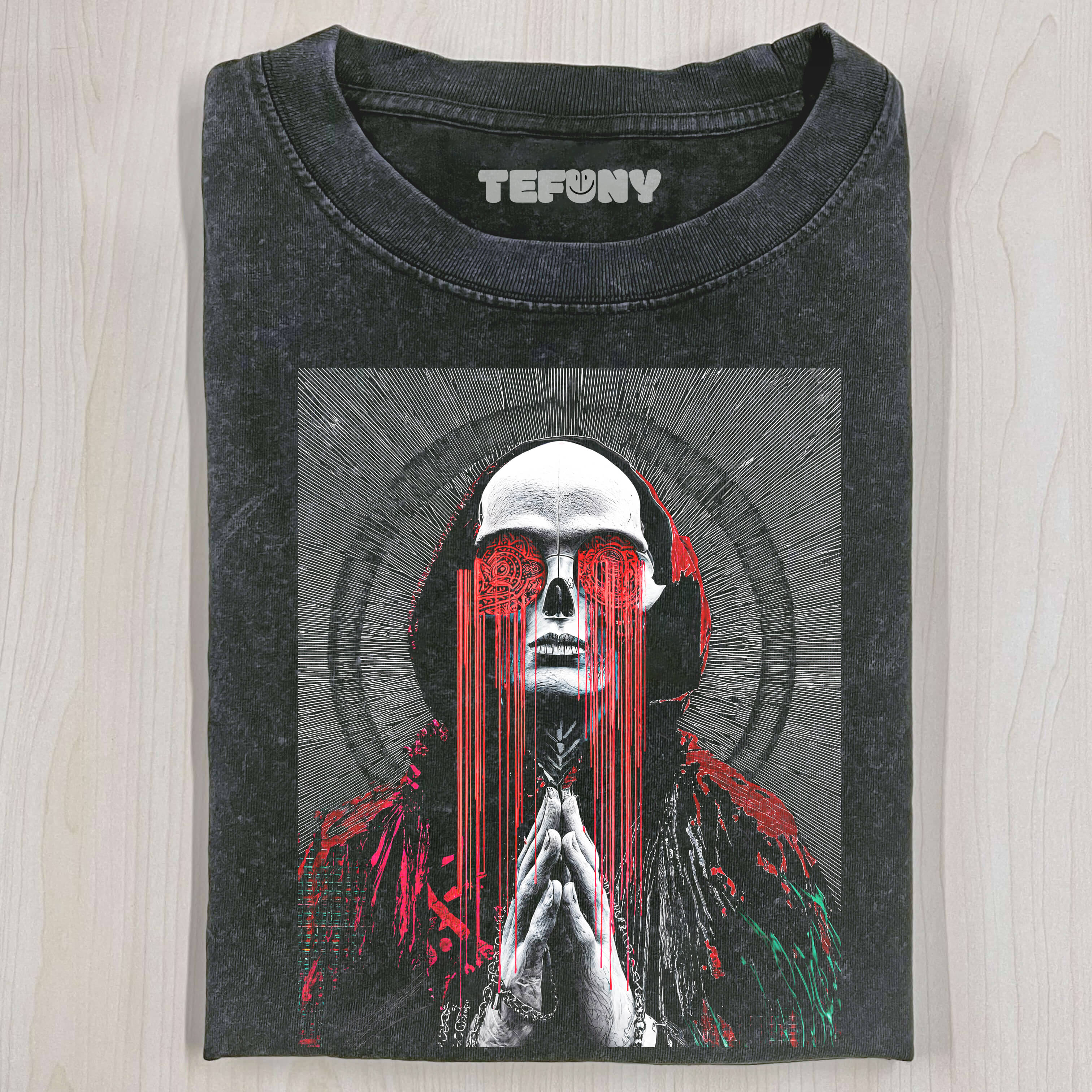 BLINDFOLDED MAN PRAYING T-SHIRT V1