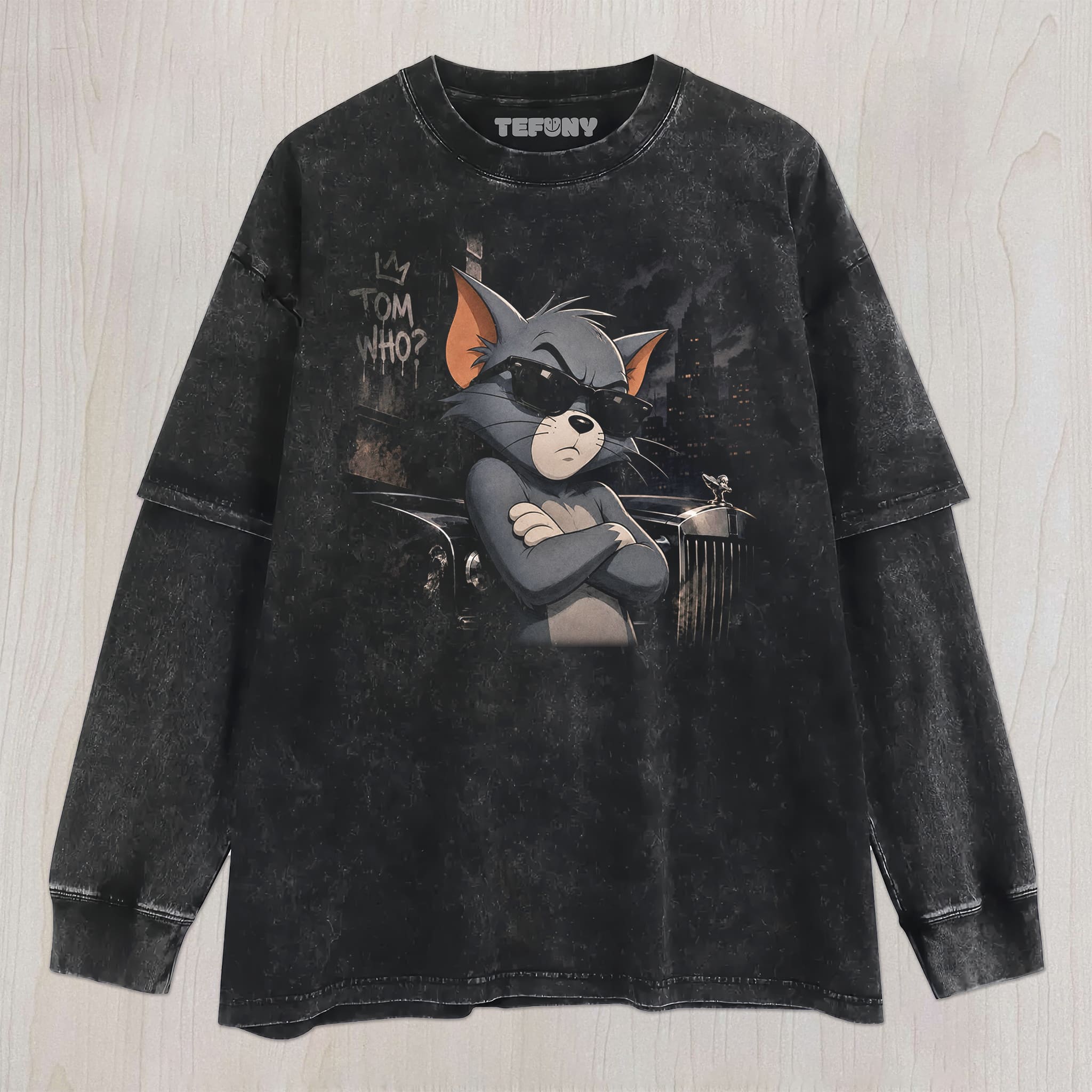 CARTOON CAT UNISEX TEE, TANK TOP, LAYERED LS, SWEATSHIRT & HOODIE