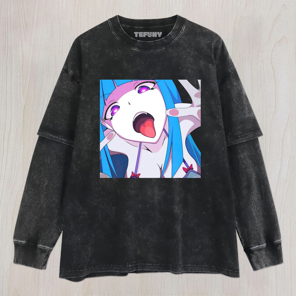 CARTOON GIRL WITH BLUE HAIR UNISEX TEE, TANK TOP, LAYERED LS, SWEATSHIRT & HOODIE