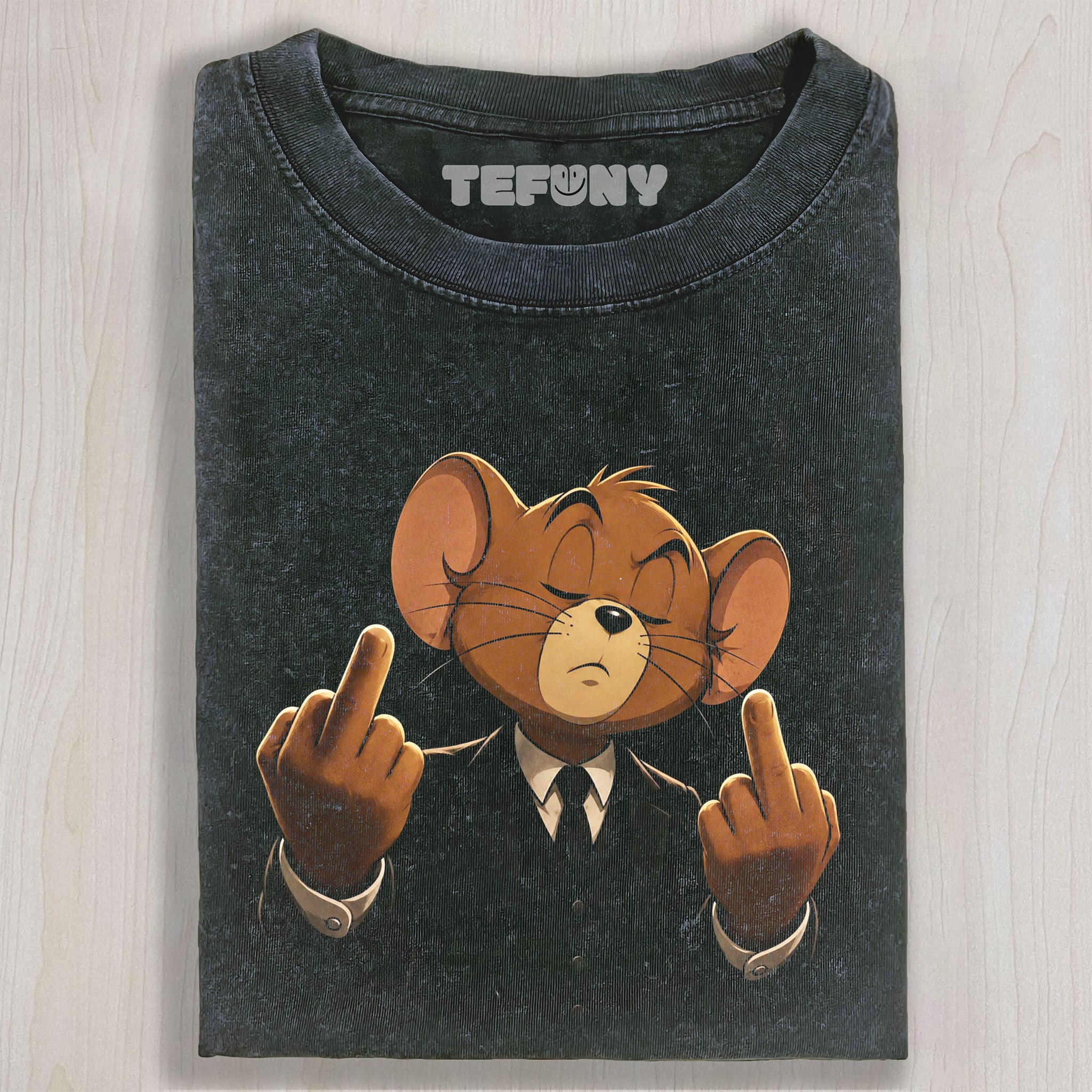 CARTOON MOUSE MIDDLE FINGER UNISEX TEE, TANK TOP, LAYERED LS, SWEATSHIRT & HOODIE