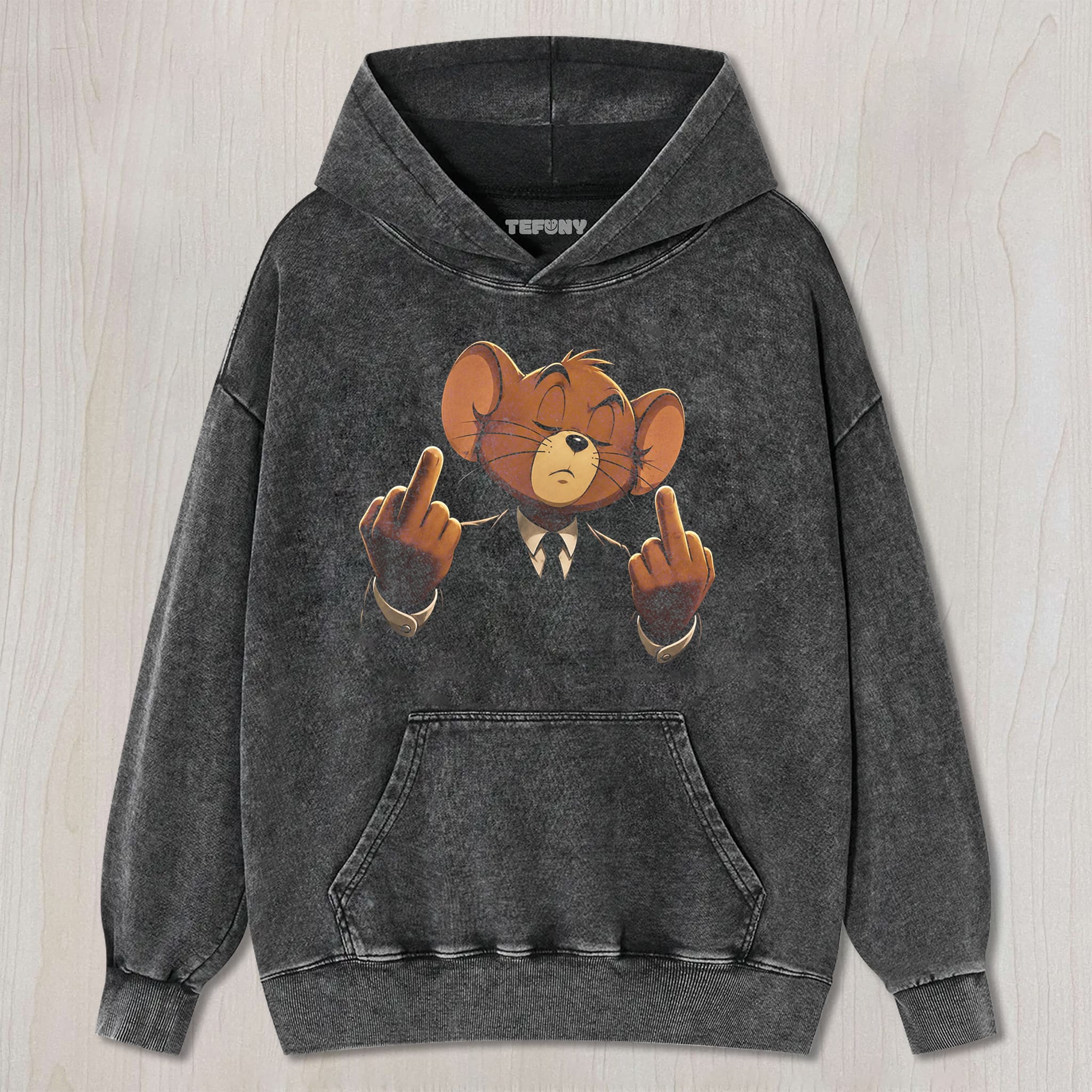 CARTOON MOUSE MIDDLE FINGER UNISEX TEE, TANK TOP, LAYERED LS, SWEATSHIRT & HOODIE