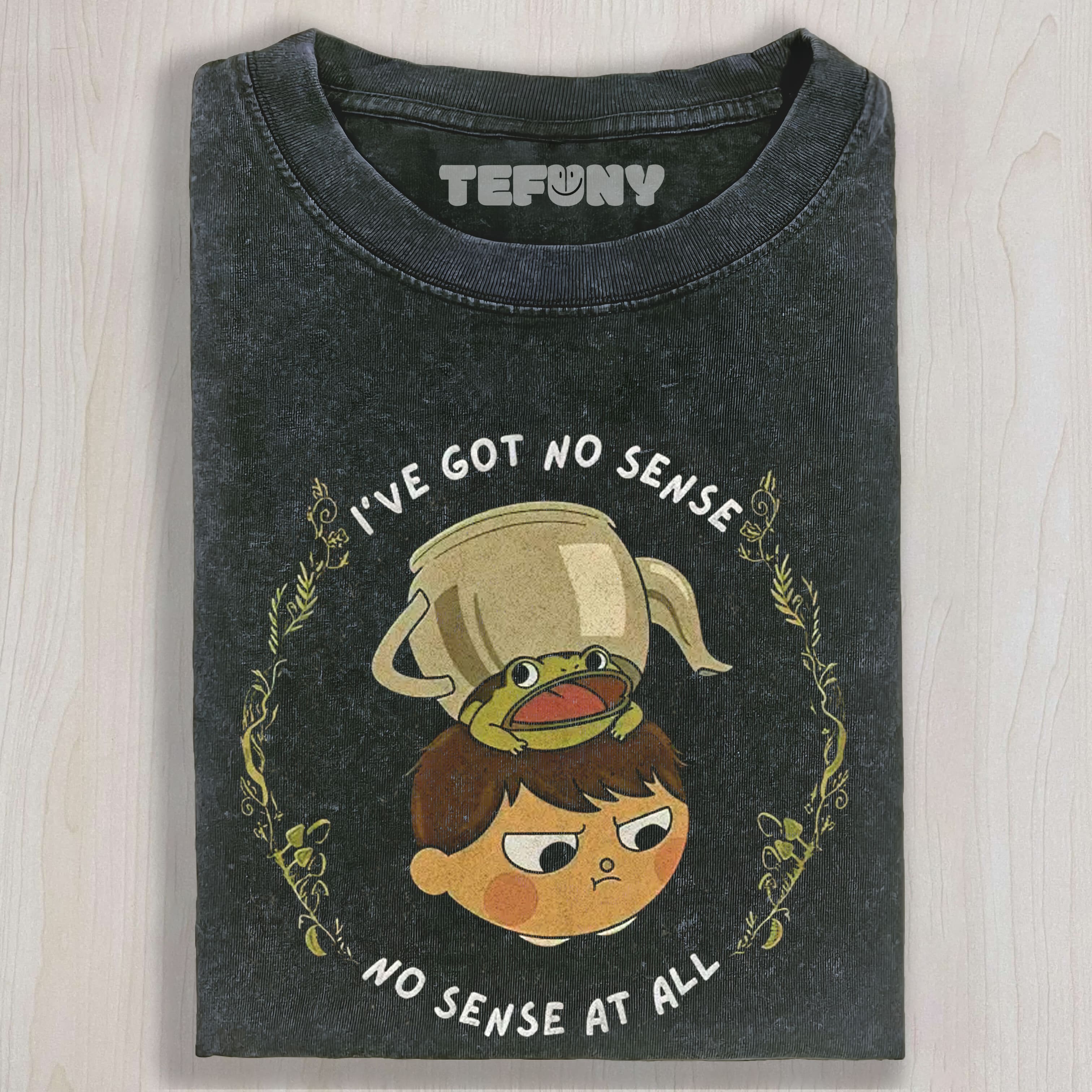 CARTOON FROG BOY GRAPHIC VINTAGE WASHED UNISEX TEE, TANK TOP, LAYERED LS, SWEATSHIRT & HOODIE