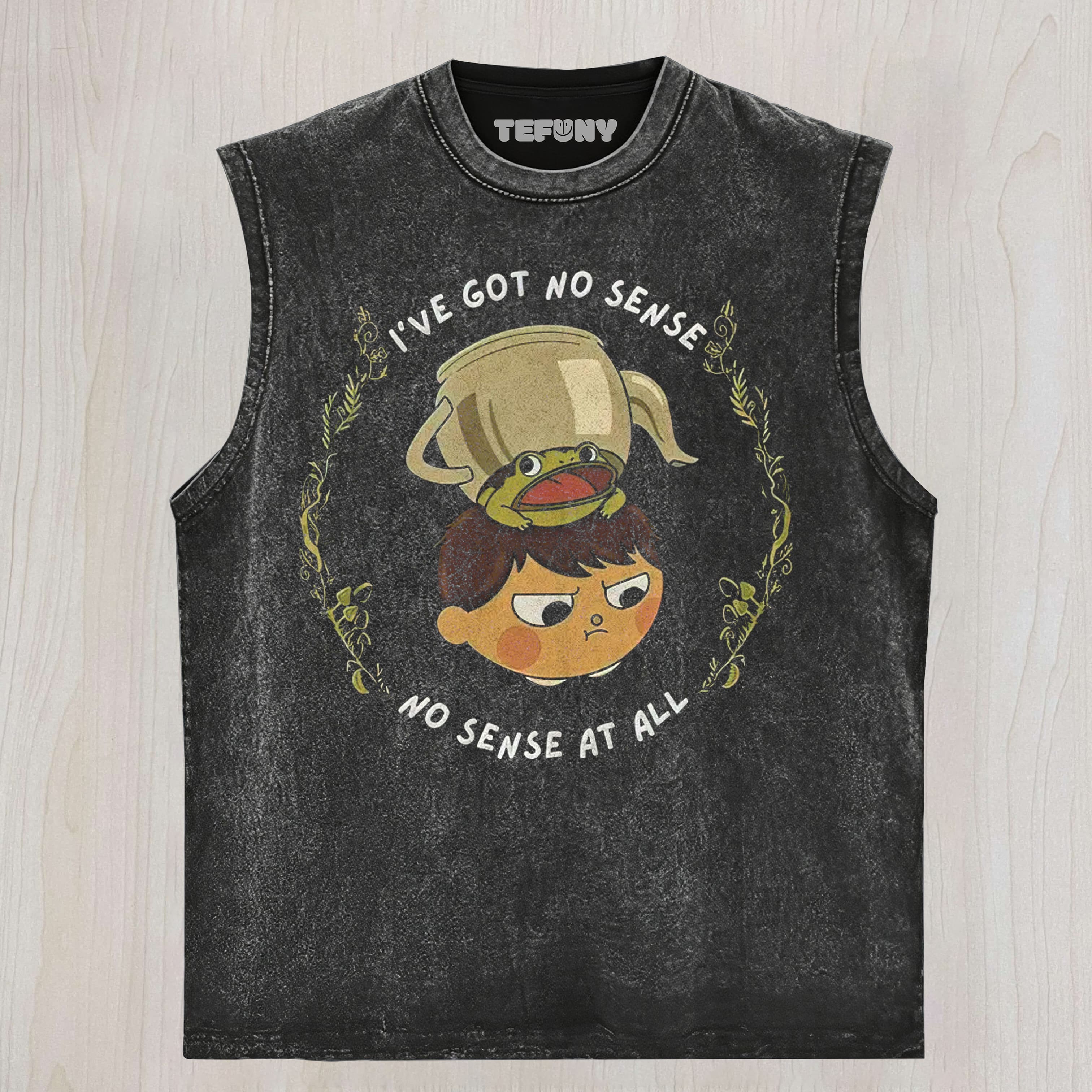 CARTOON FROG BOY GRAPHIC VINTAGE WASHED UNISEX TEE, TANK TOP, LAYERED LS, SWEATSHIRT & HOODIE