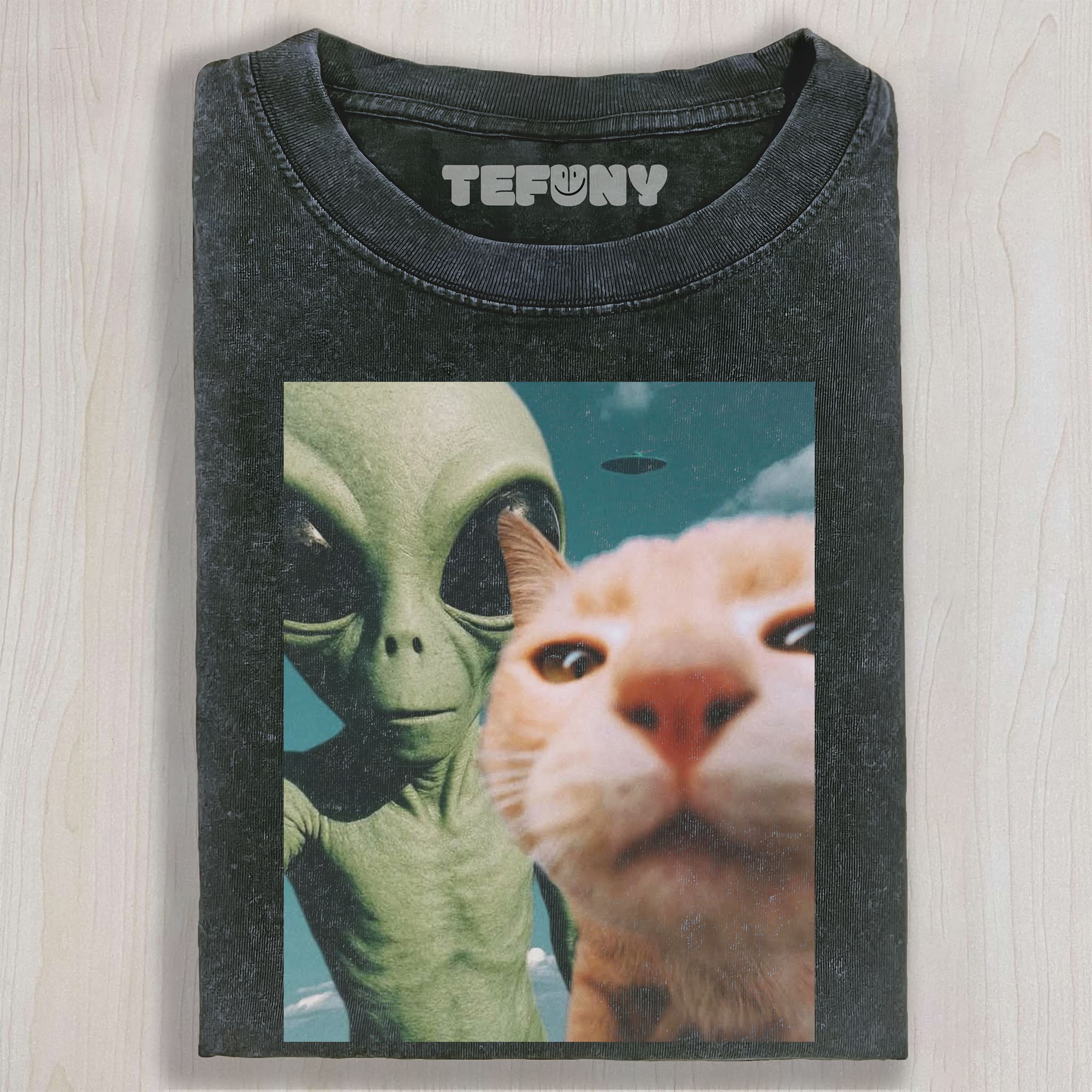 CAT AND ALIEN UNISEX TEE, TANK TOP, LAYERED LS, SWEATSHIRT & HOODIE