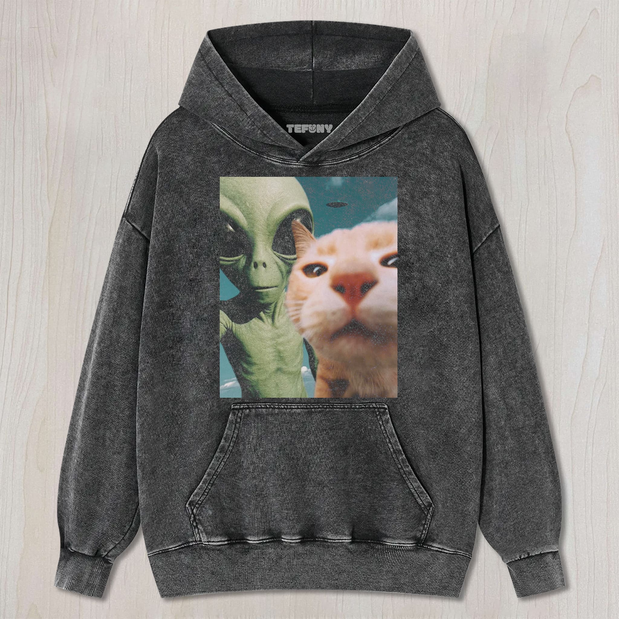 CAT AND ALIEN UNISEX TEE, TANK TOP, LAYERED LS, SWEATSHIRT & HOODIE