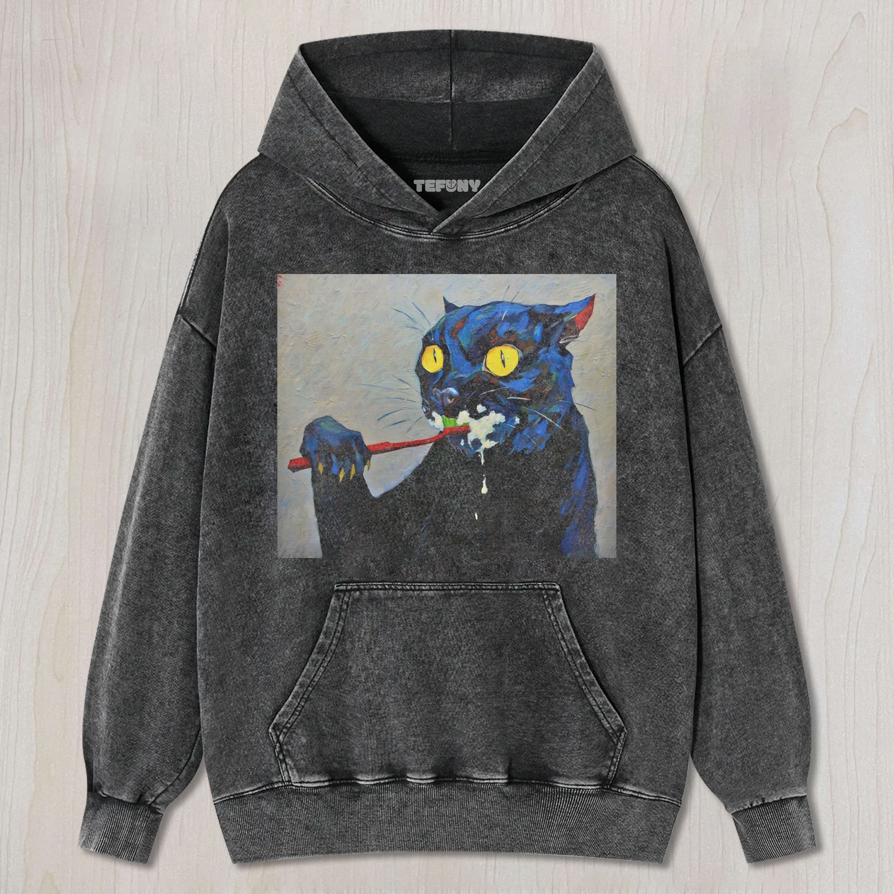 CAT BRUSHING TEETH TEE & SWEAT & HOOD