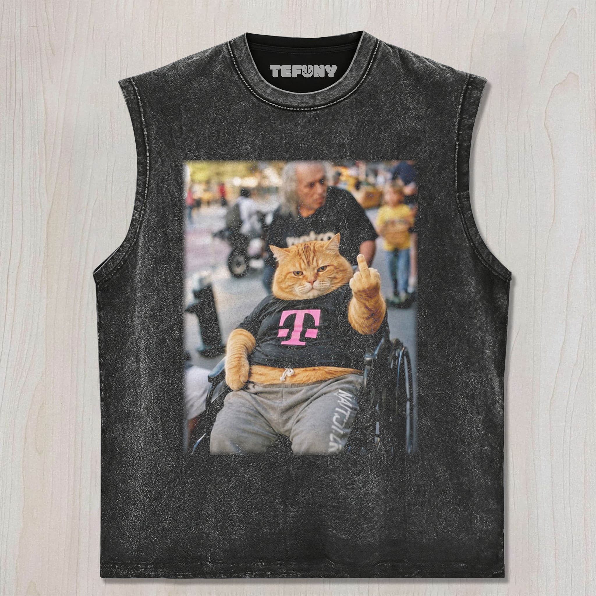 CAT GIVING THE MIDDLE FINGER V3 UNISEX TEE, TANK TOP, LAYERED LS, SWEATSHIRT & HOODIE