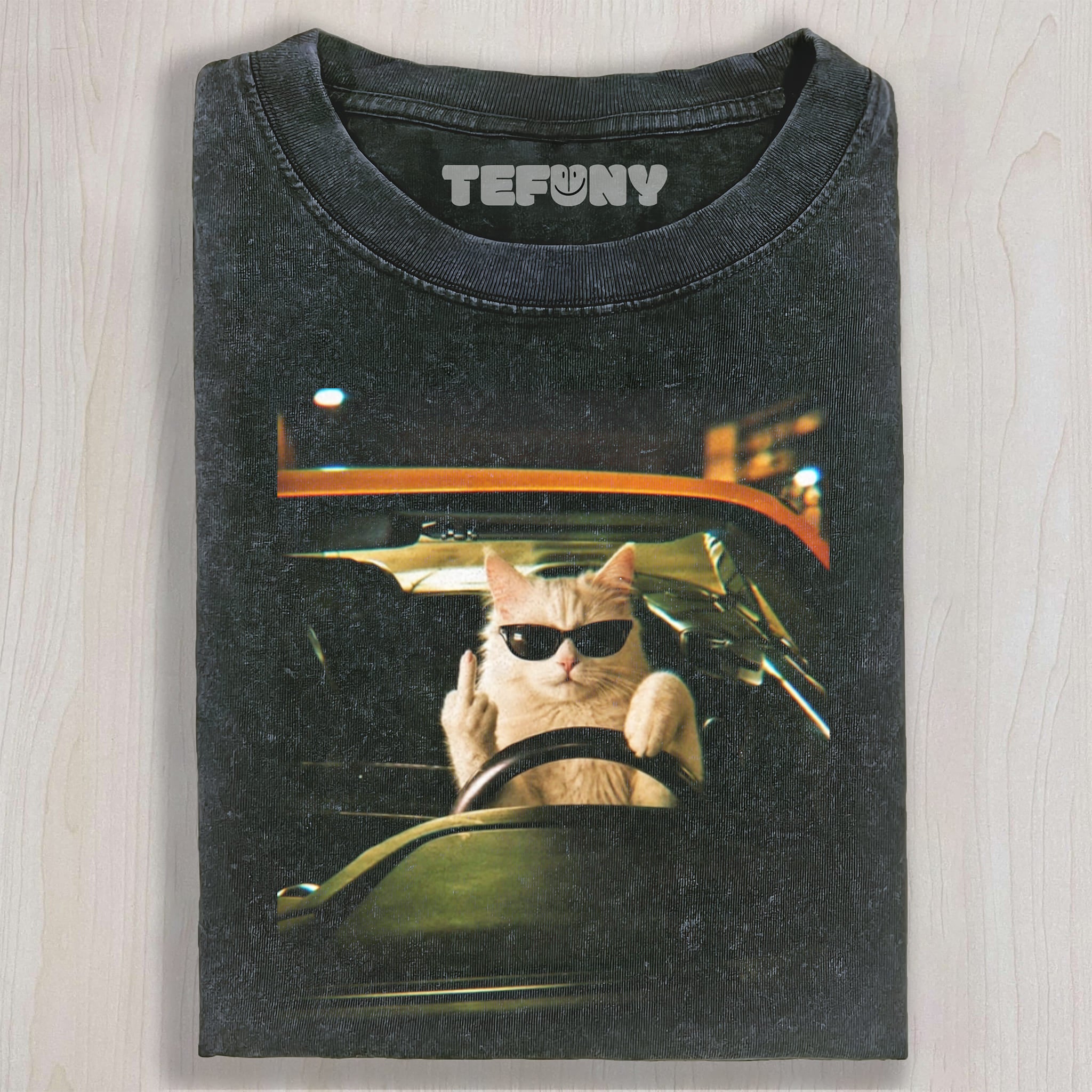 CAT GIVING THE MIDDLE FINGER V5 UNISEX TEE, TANK TOP, LAYERED LS, SWEATSHIRT & HOODIE