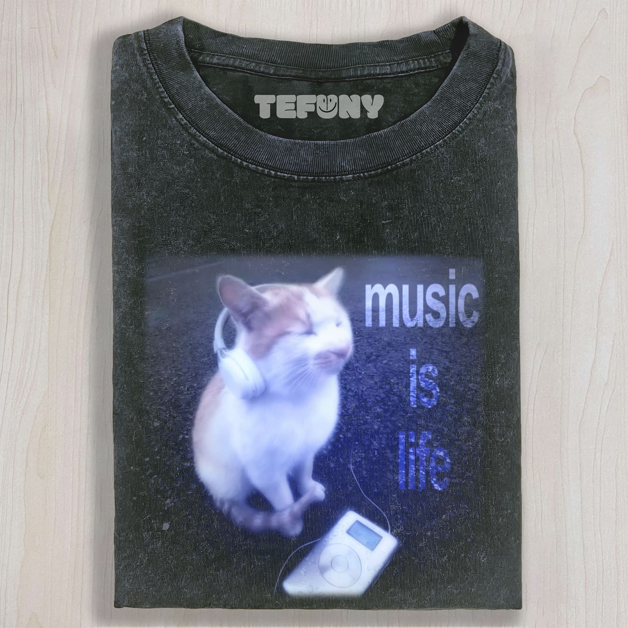 CAT MEME MUSIC IS LIFE UNISEX TEE, TANK TOP, LAYERED LS, SWEATSHIRT & HOODIE