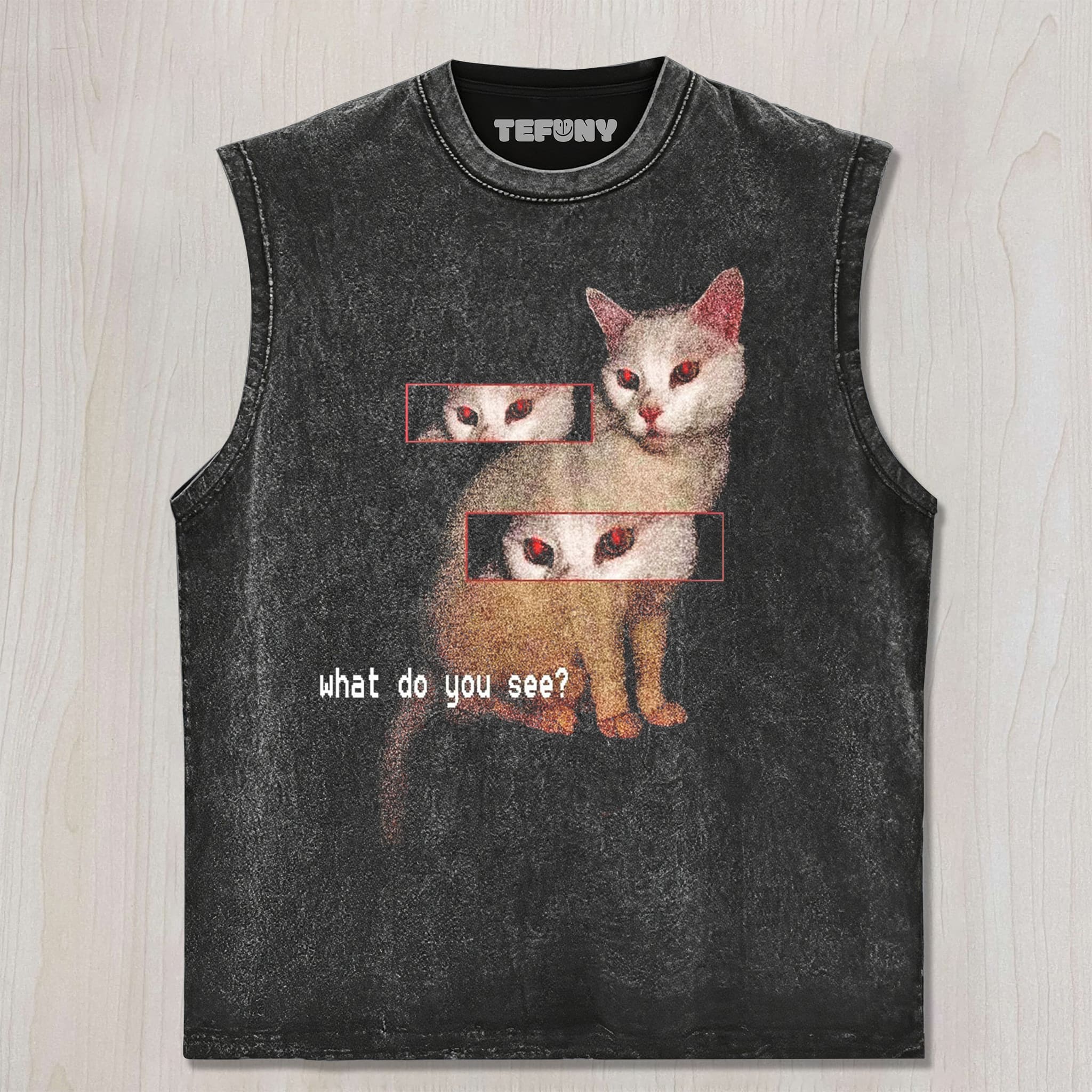 CAT MEME WHAT DO YOU SEE UNISEX TEE, TANK TOP, LAYERED LS, SWEATSHIRT & HOODIE
