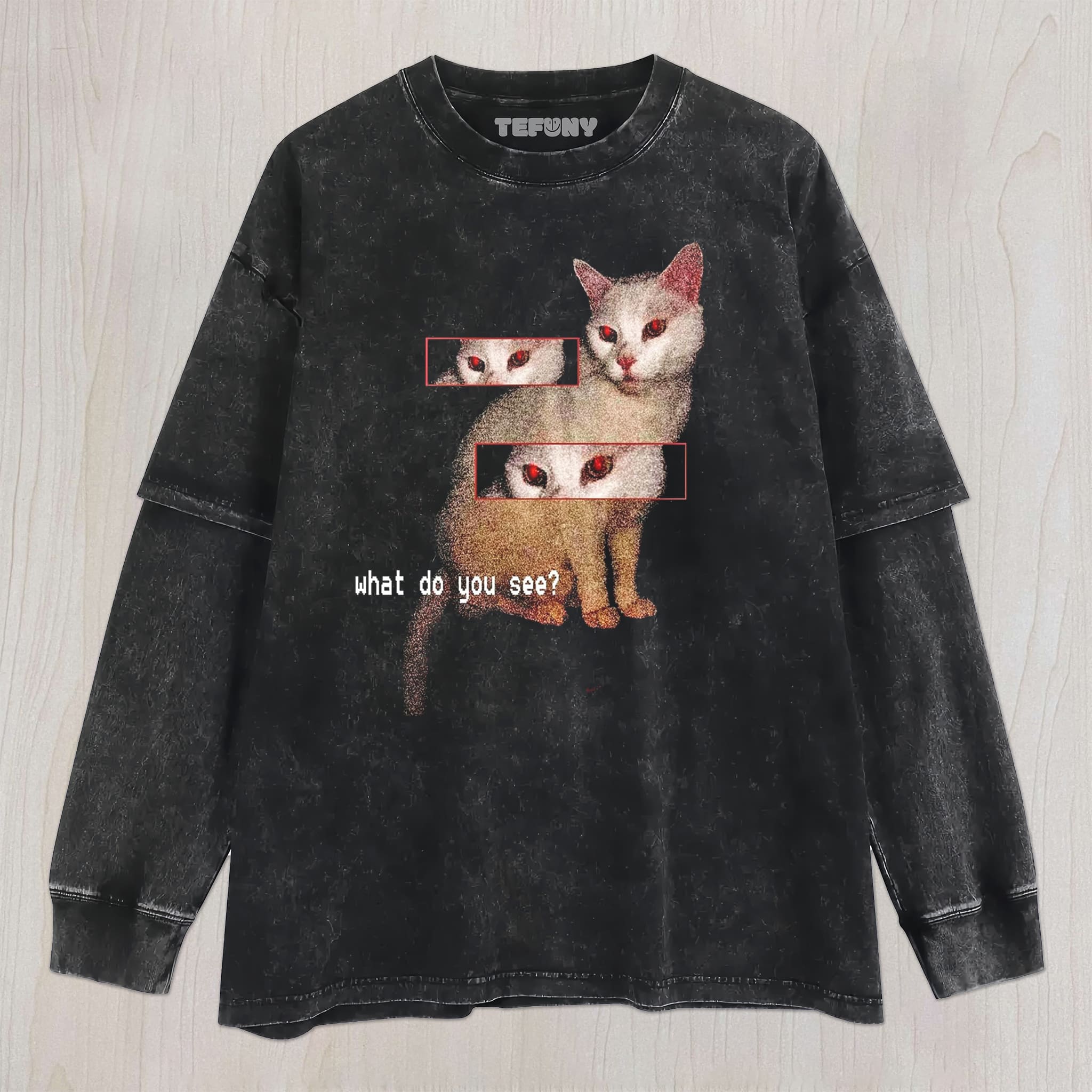 CAT MEME WHAT DO YOU SEE UNISEX TEE, TANK TOP, LAYERED LS, SWEATSHIRT & HOODIE