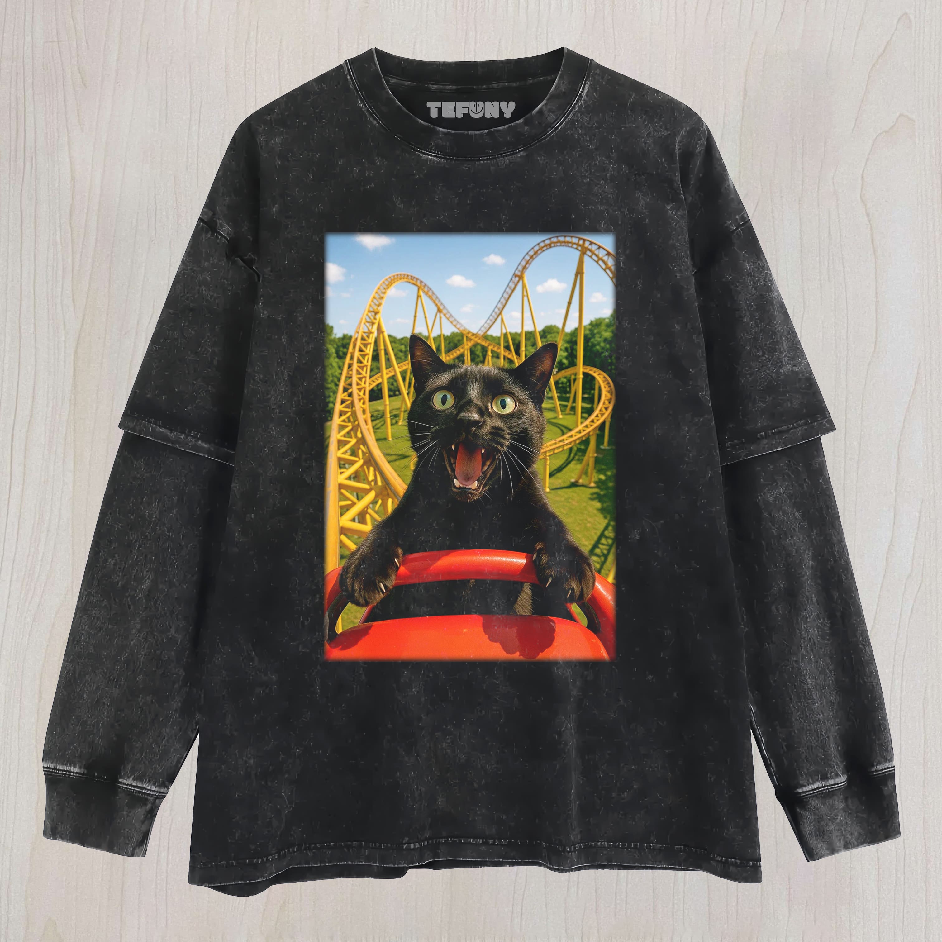CAT ROLLER COASTER LAYERED LONG SLEEVE