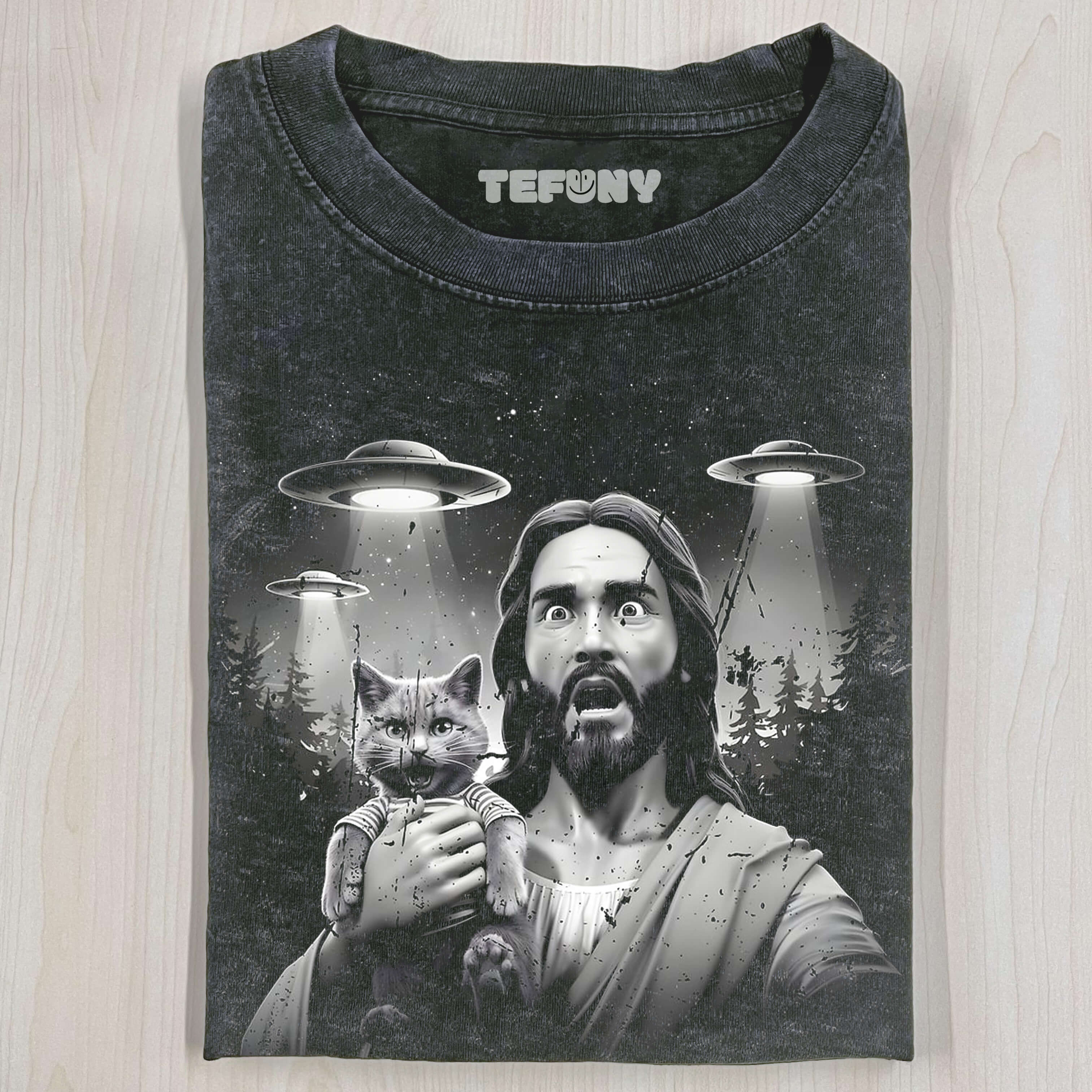CAT AND JESUS T-SHIRT