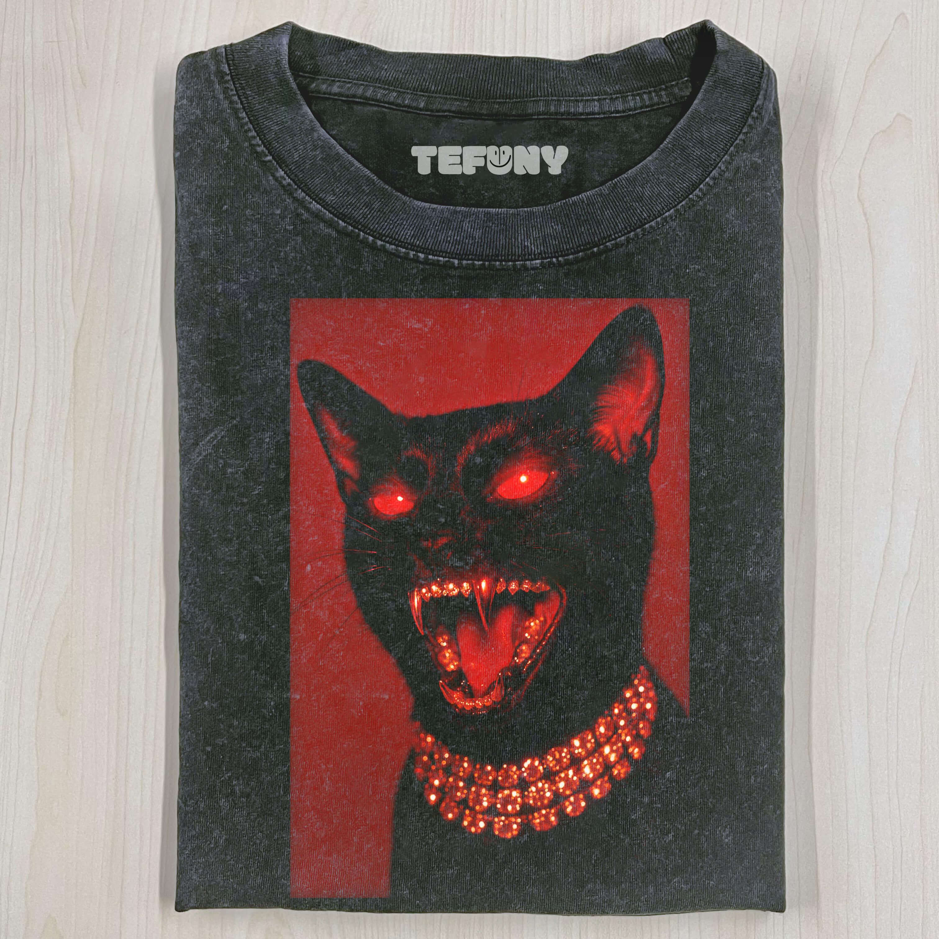 CAT GLOWING RED T-SHIRT