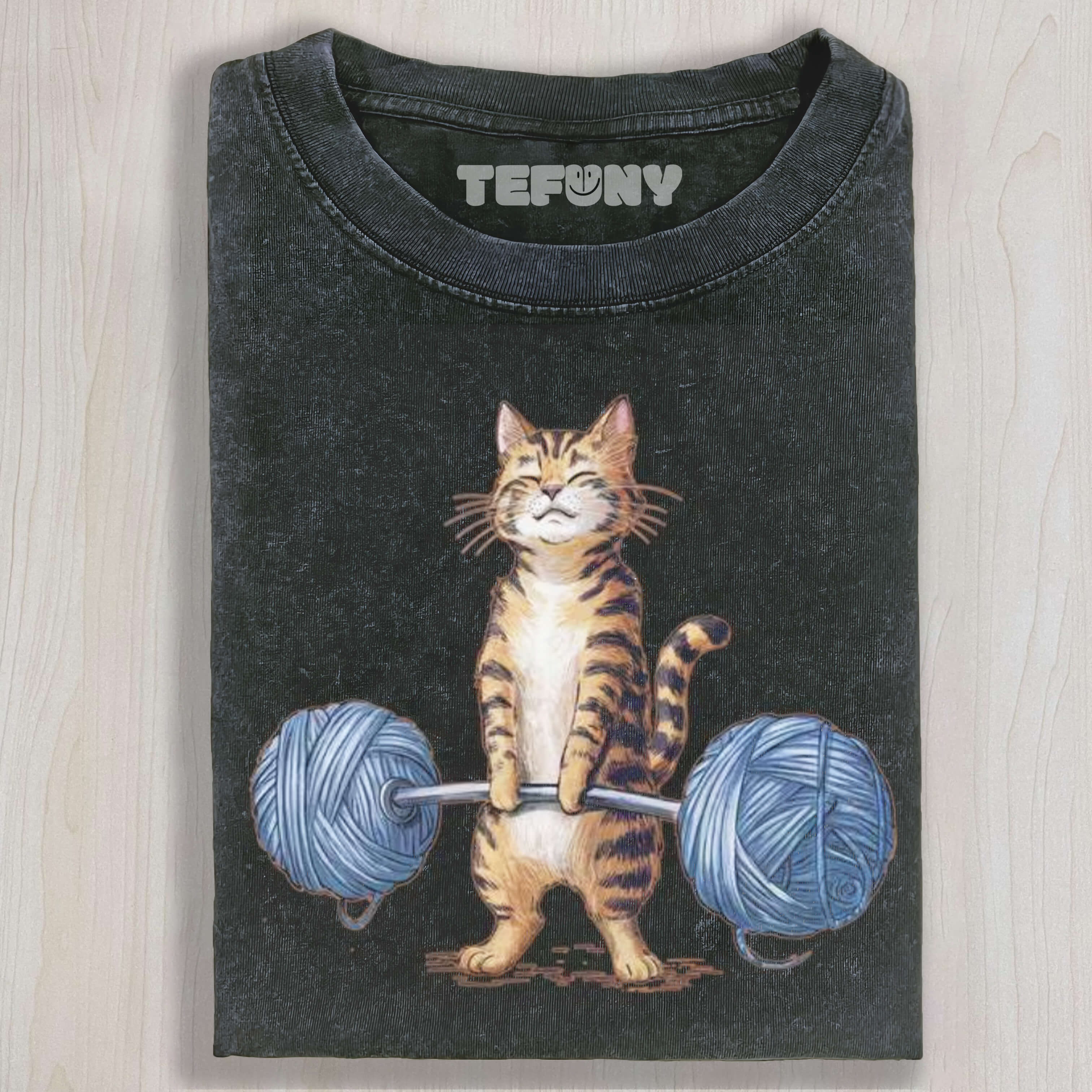 CAT LIFTING WOOL DUMBBELLS T-SHIRT