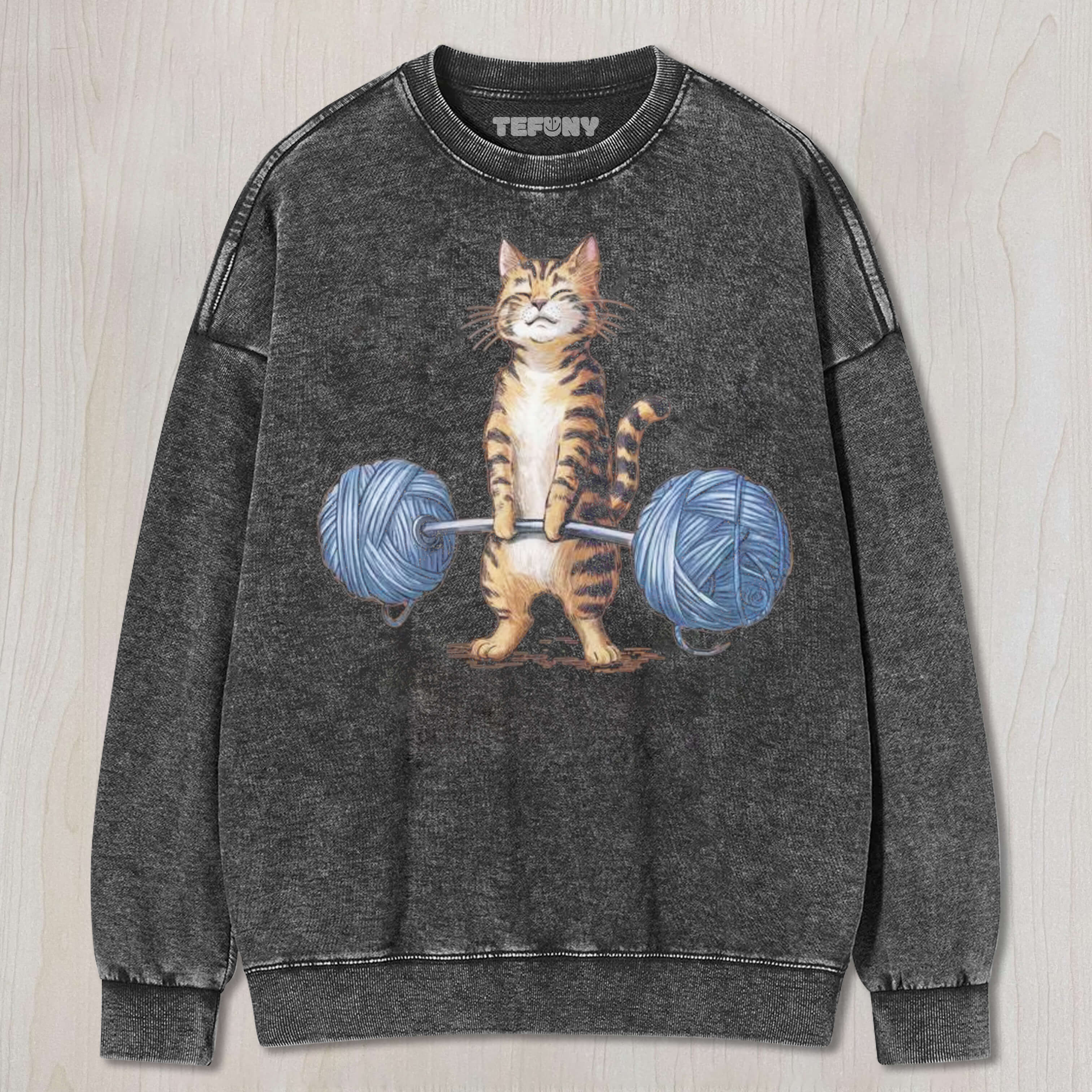 CAT LIFTING WOOL DUMBBELLS T-SHIRT