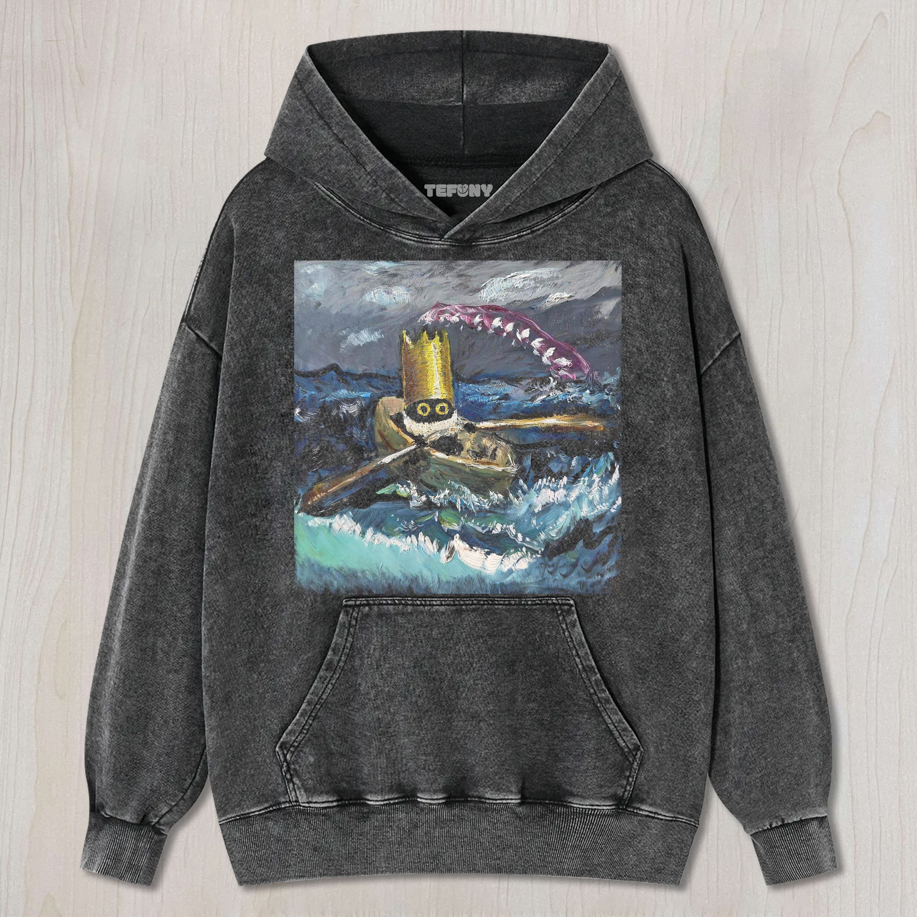 CAT ROWING A BOAT ON THE SEA TEE & SWEAT & HOOD