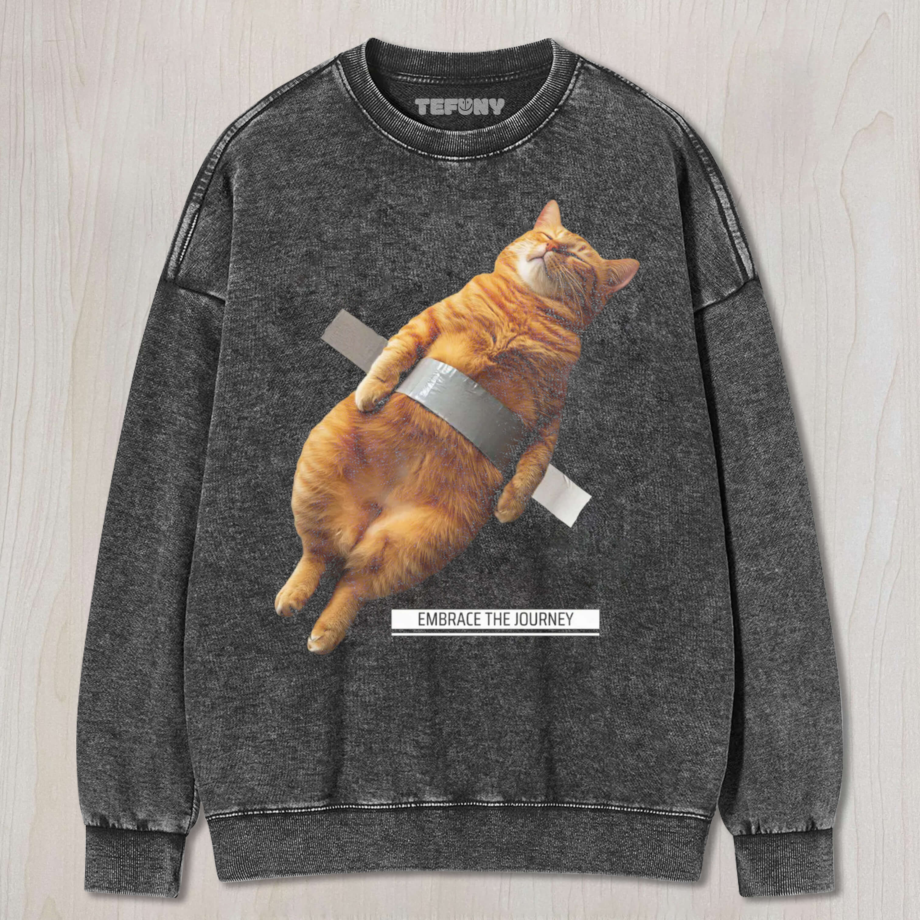 CAT TIED WITH TAPE T-SHIRT