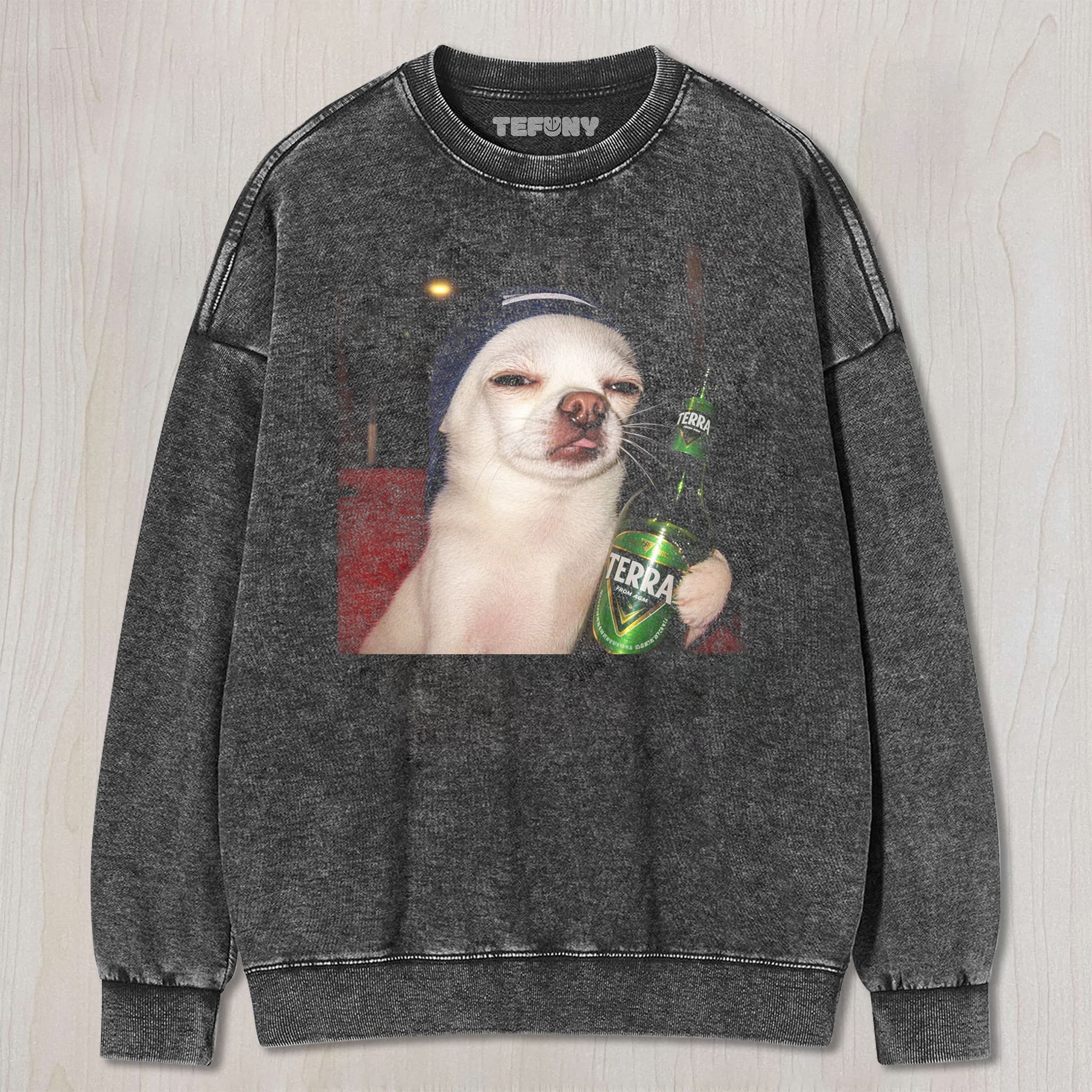 CHIHUAHUA HOLDING A BEER DOG MEME UNISEX TEE, TANK TOP, LAYERED LS, SWEATSHIRT & HOODIE