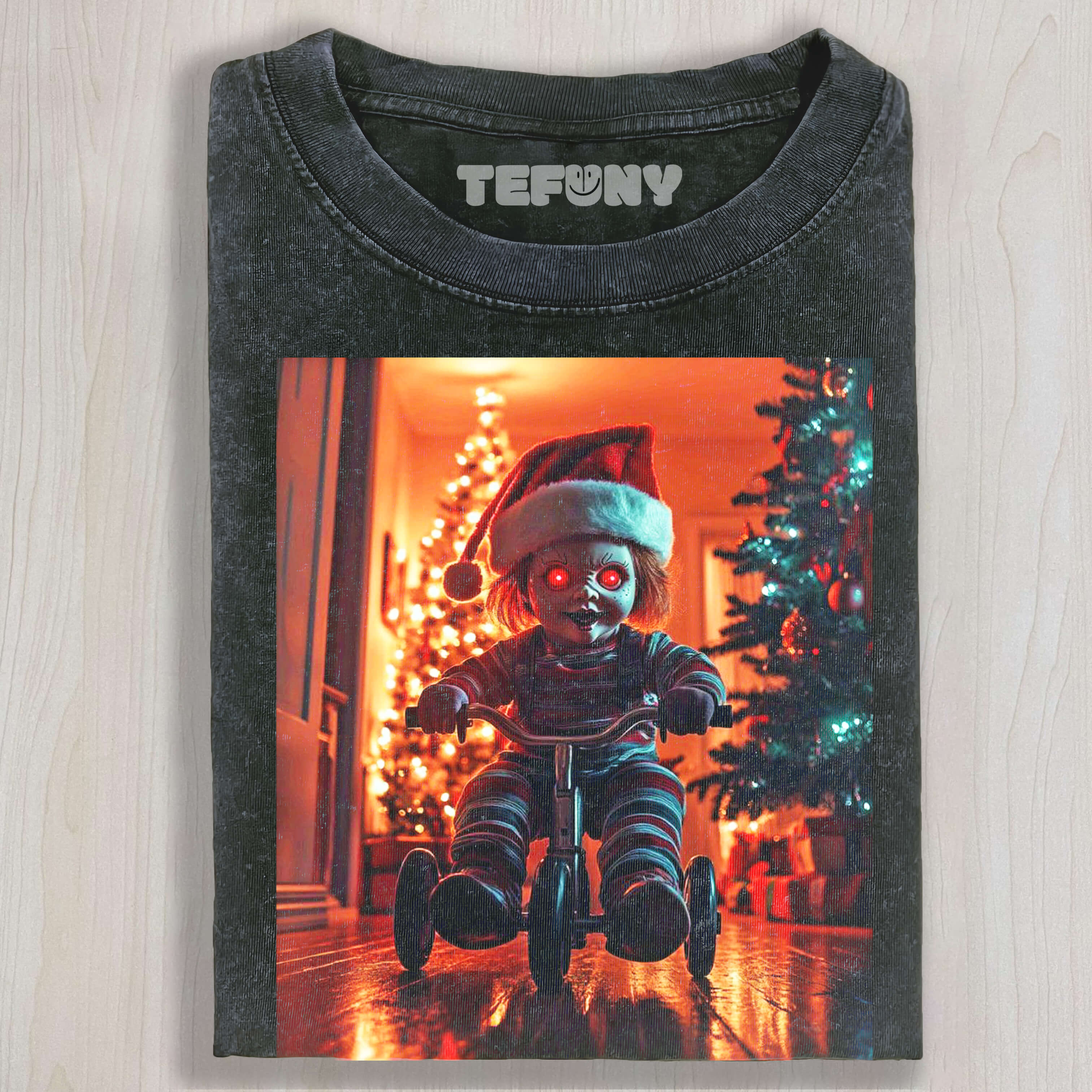 CHUCKY'S EYES GLOWED RED AS HE RODE HIS BIKE T-SHIRT