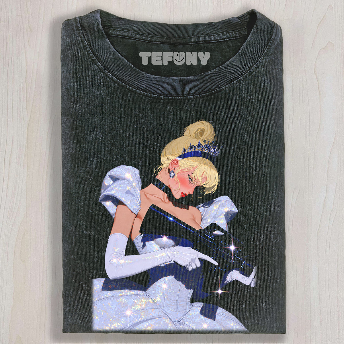 CINDERELLA WITH A GUN UNISEX TEE, TANK TOP, LAYERED LS, SWEATSHIRT & HOODIE
