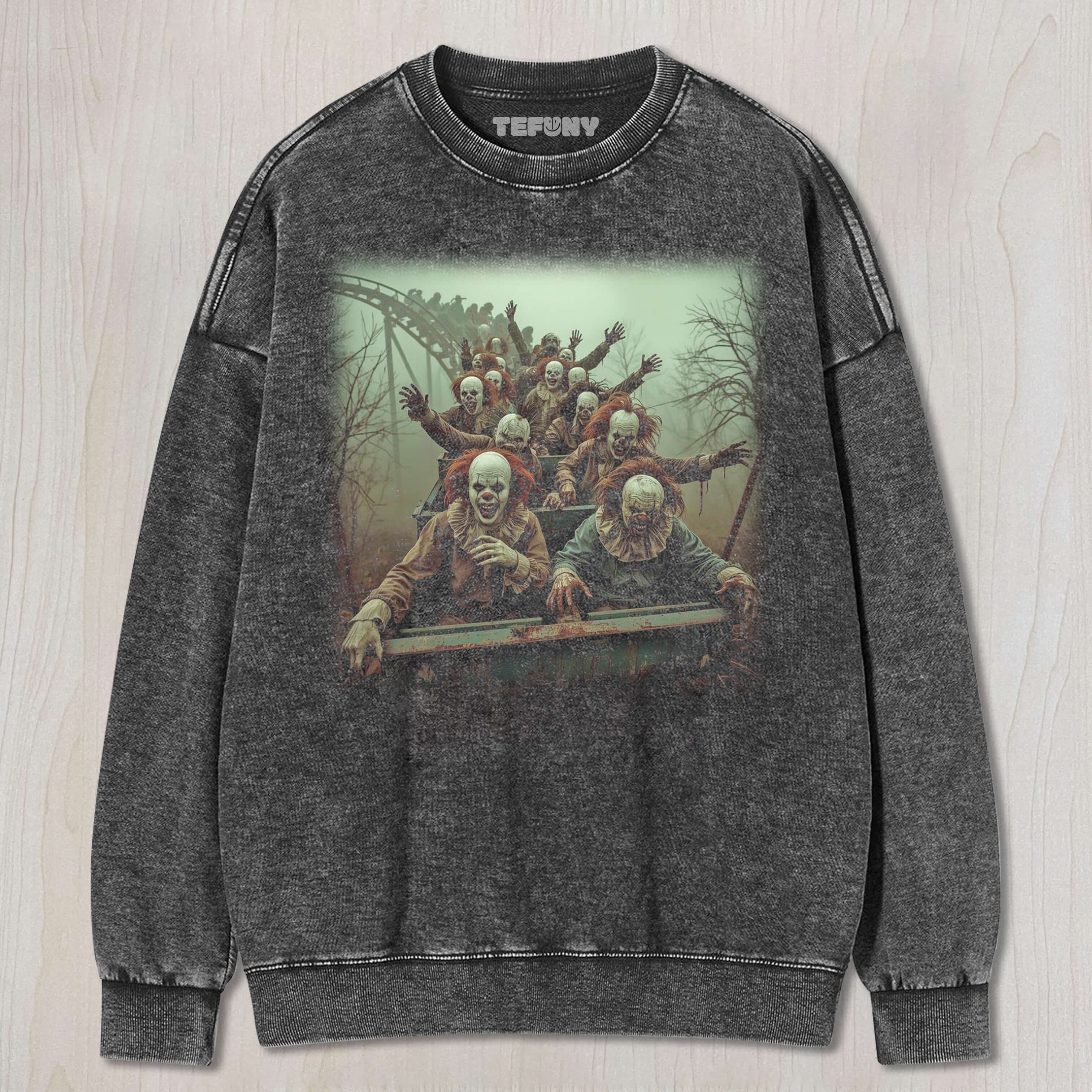 CLOWN RIDING A ROLLER COASTER T-SHIRT